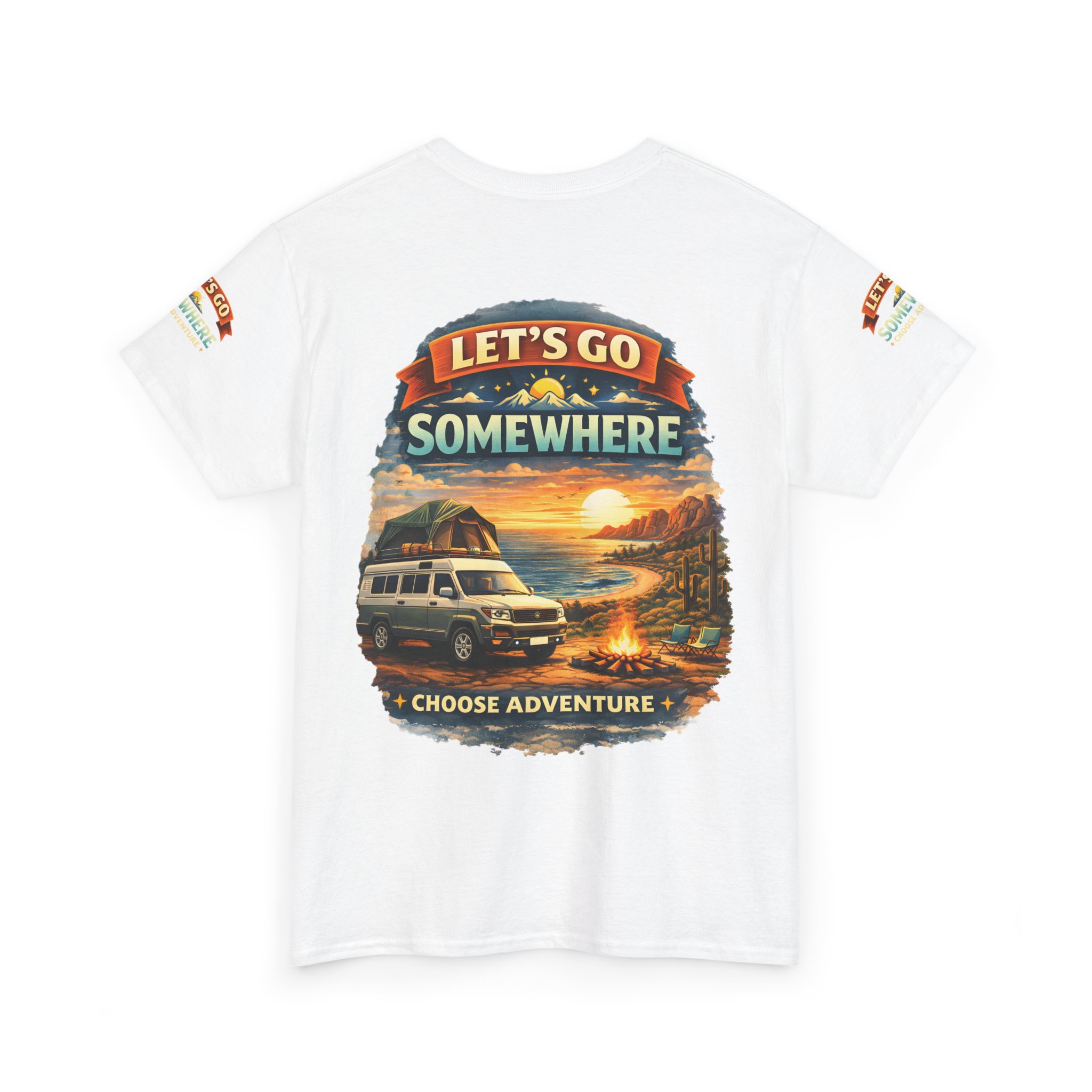 Unisex Heavy Cotton Tee — "Lets Go Somewhere" Design Scenic-Line
