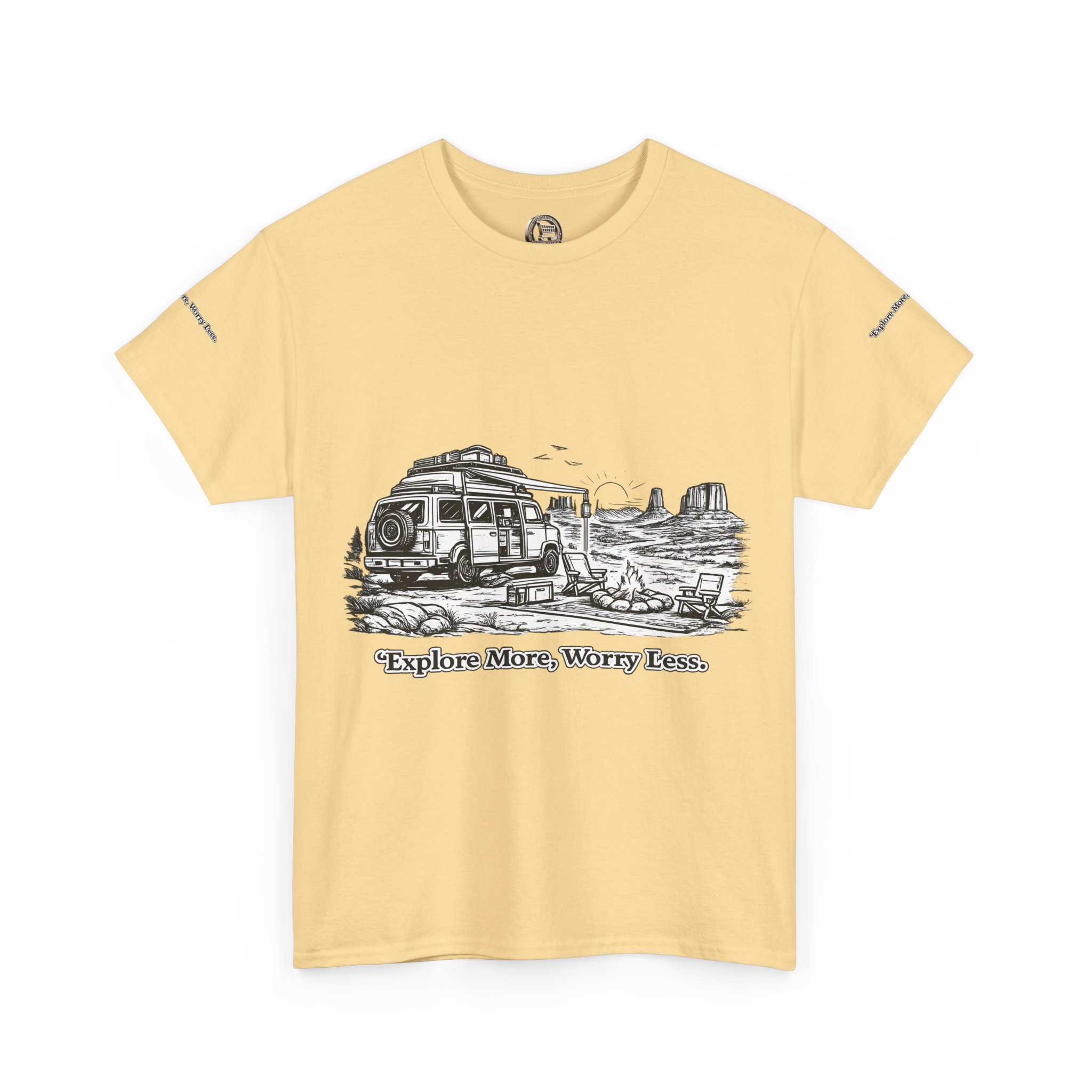 7844044595293597807_2048.jpeg Unisex Heavy Cotton Tee — "Explore More Worry Less" Design Minimal-Line