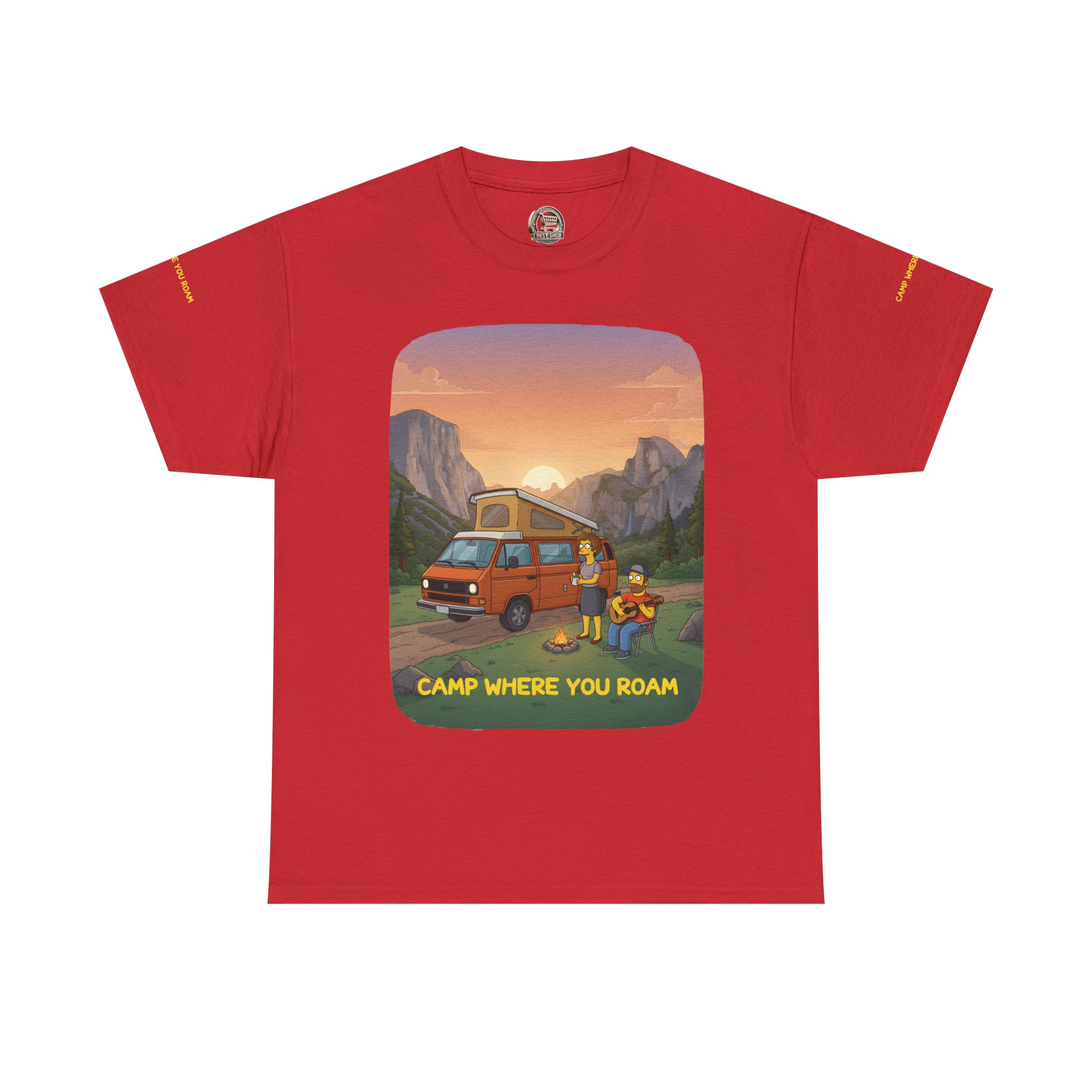 Unisex Heavy Cotton Tee — "Camp Where You Roam" Design Sitcom-Line