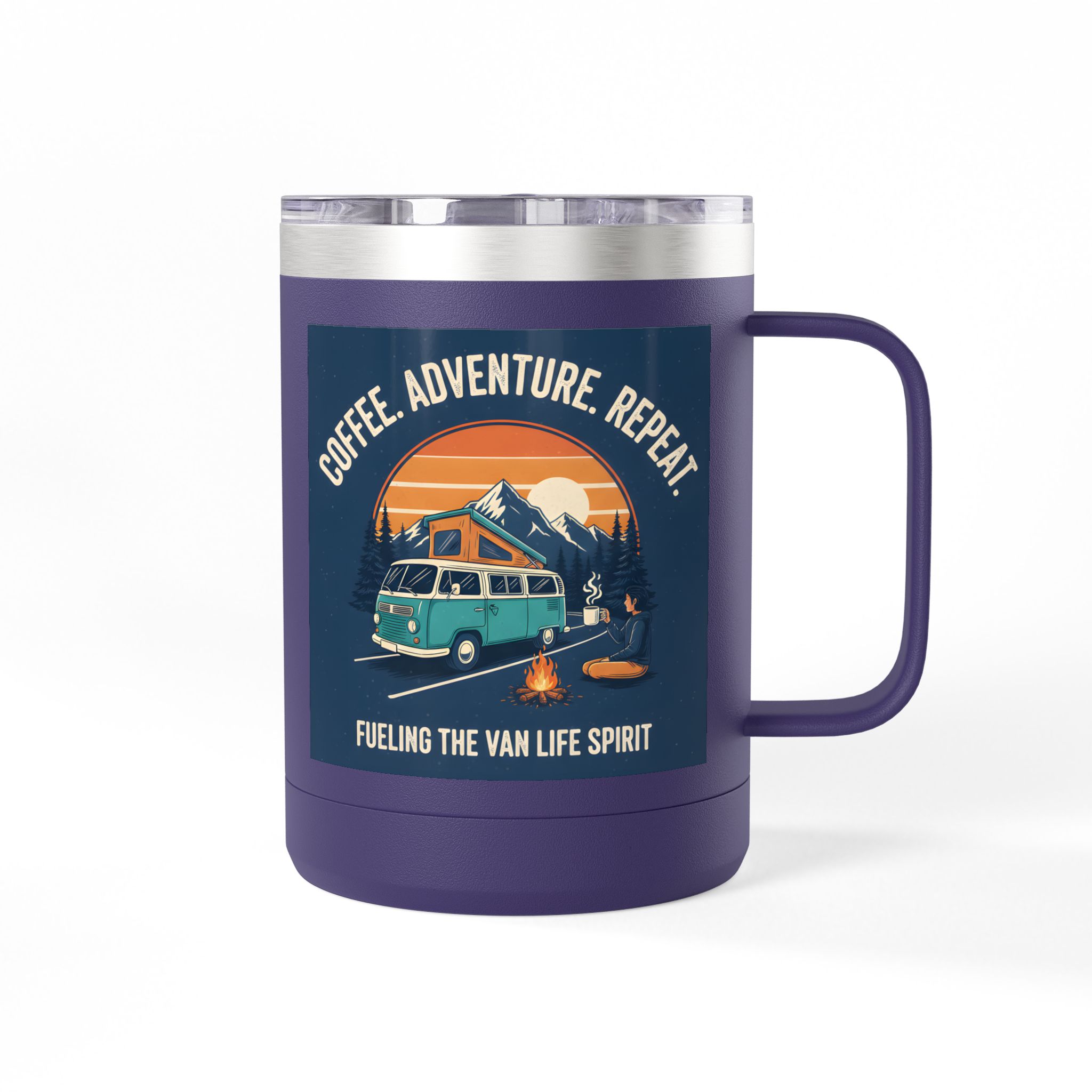 Coffee Mug Tumbler, 15oz — “Coffee. Adventure. Repeat.”