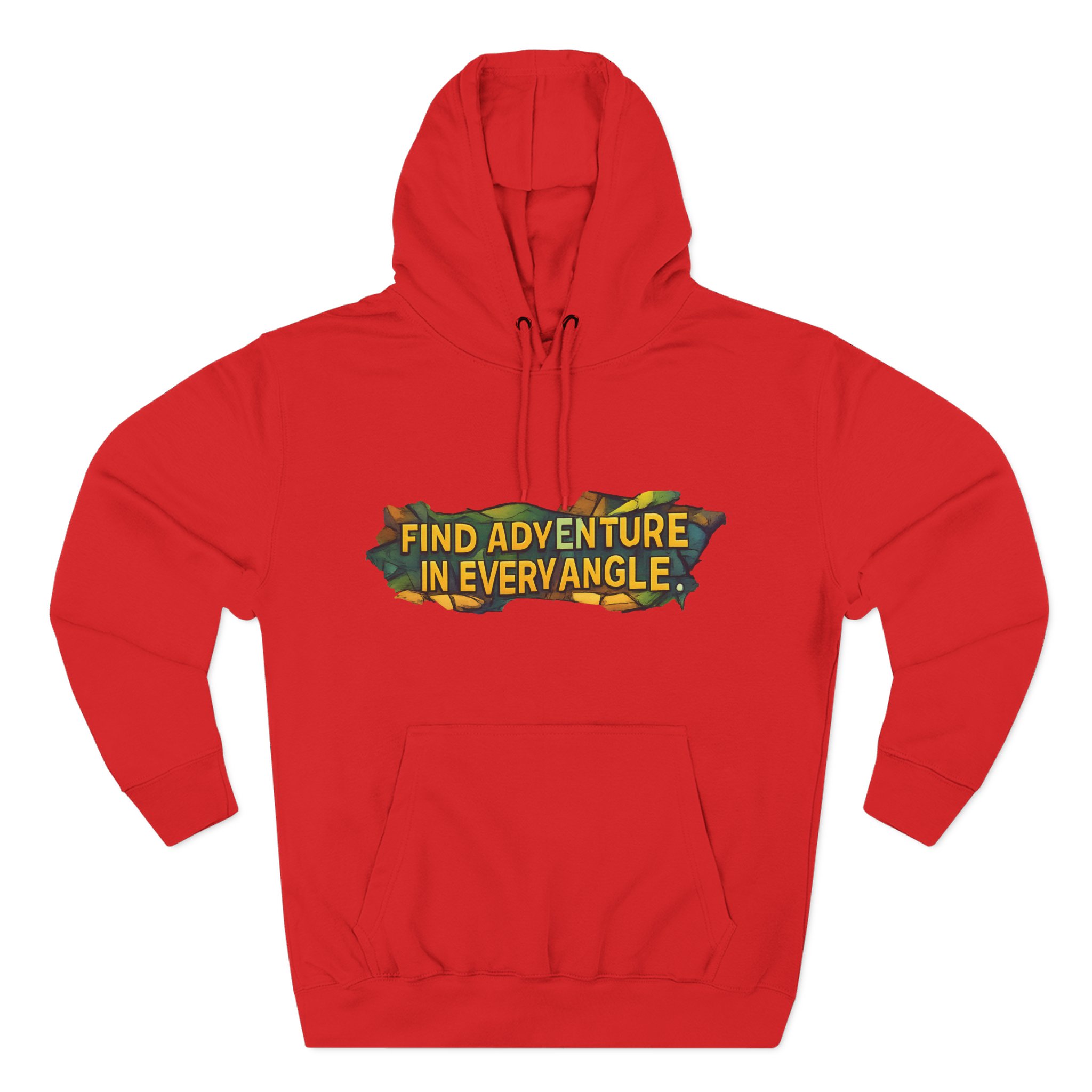 Three-Panel Fleece Hoodie - "Find Adventure In Every Corner" Design Cubic-Line
