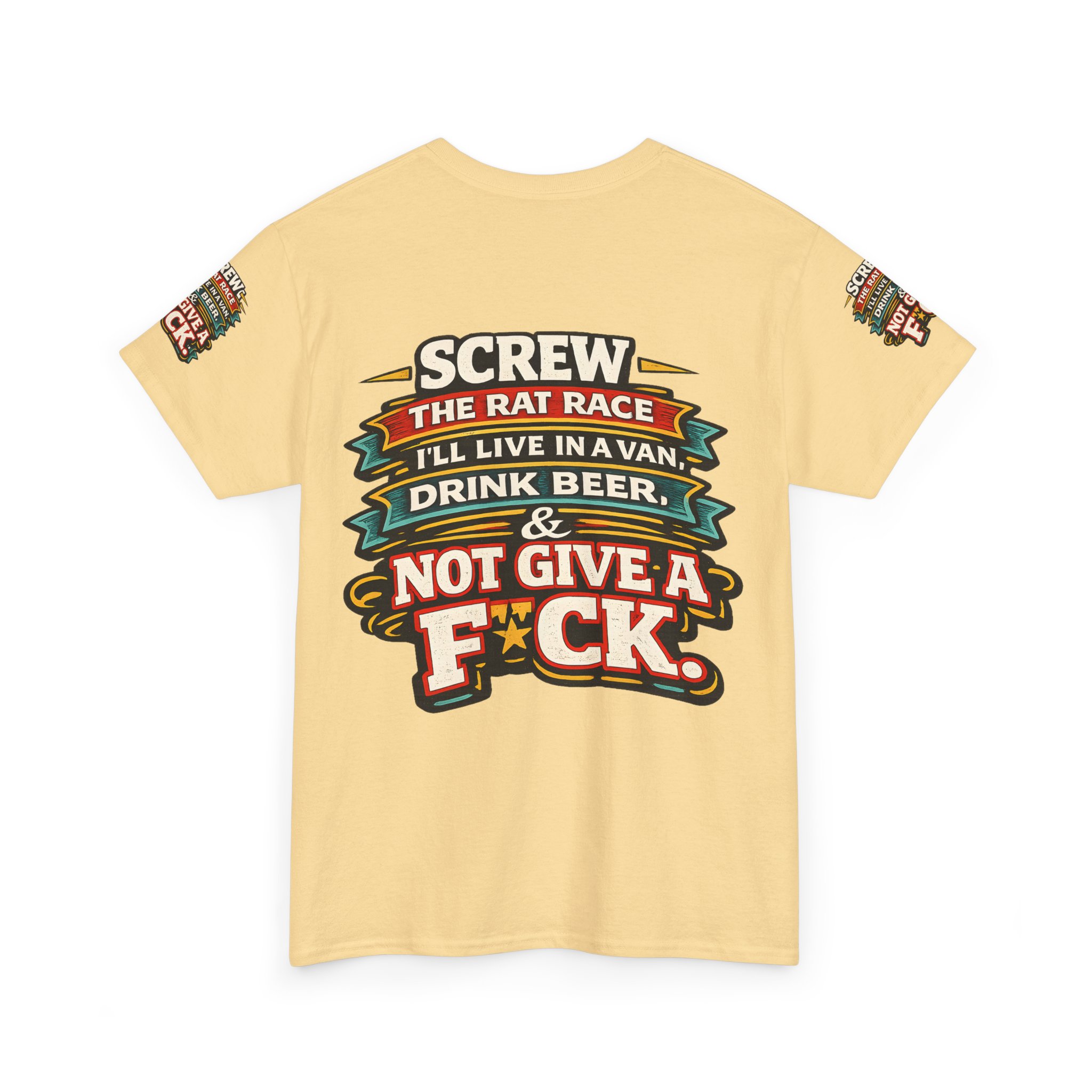 Unisex Heavy Cotton Tee — "Screw The Rat Race" Design F**K-Line