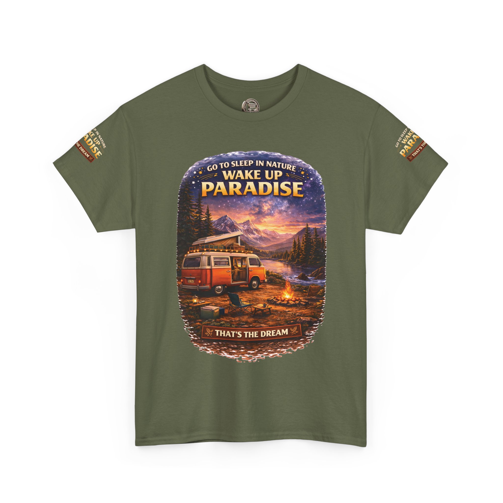 Unisex Heavy Cotton Tee — "Go To Sleep In Nature " Design Scenic-Line