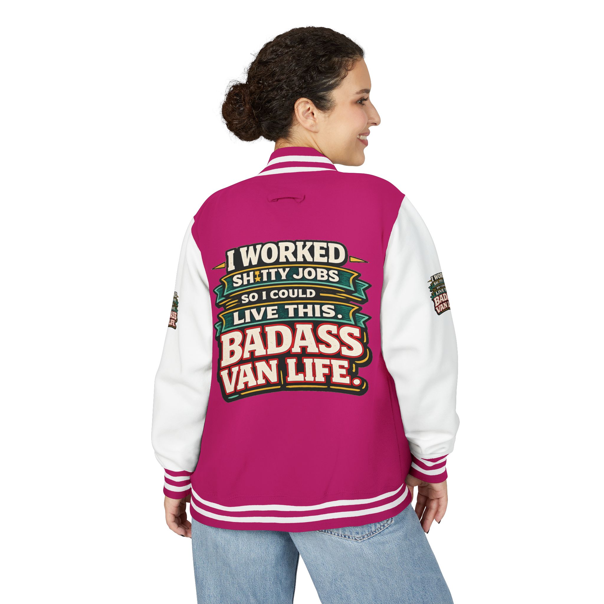 Unisex Heavyweight Letterman Jacket — "I Worked Shitty Jobs" Design F**K-Line