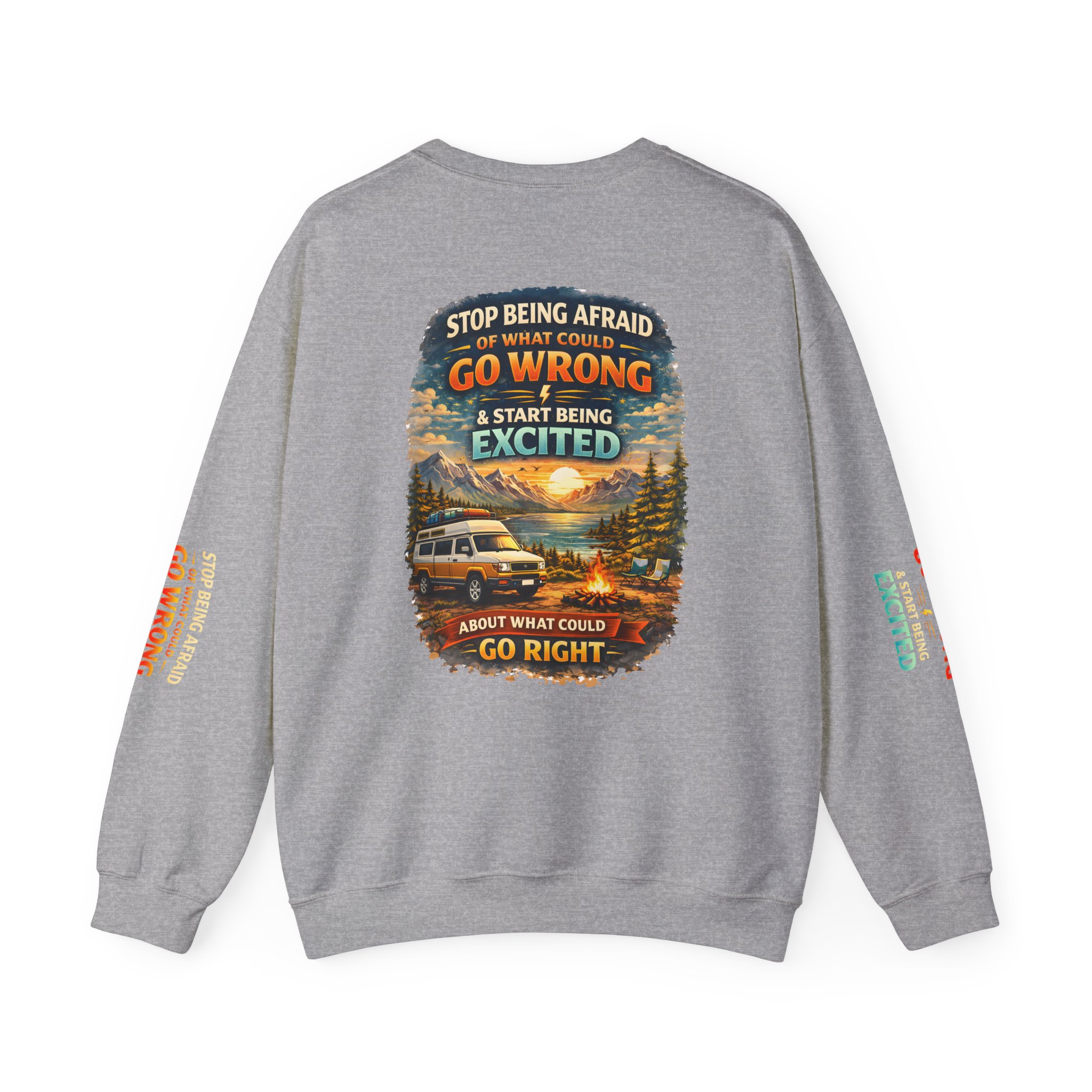 Unisex Heavy Blend™ Crewneck Sweatshirt — "Stop Being Afraid Of What Could Go Wrong" Design Scenic-Line