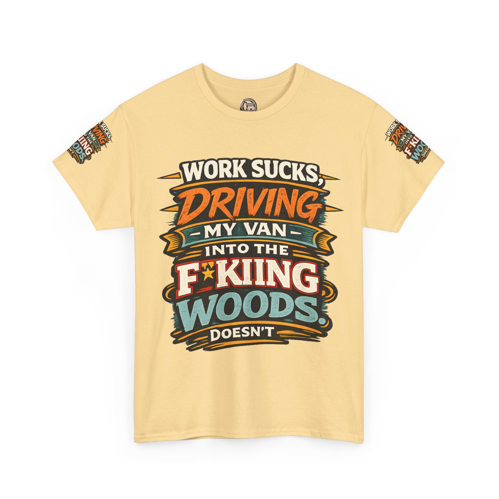 Unisex Heavy Cotton Tee — "Work Sucks" Design F**K-Line