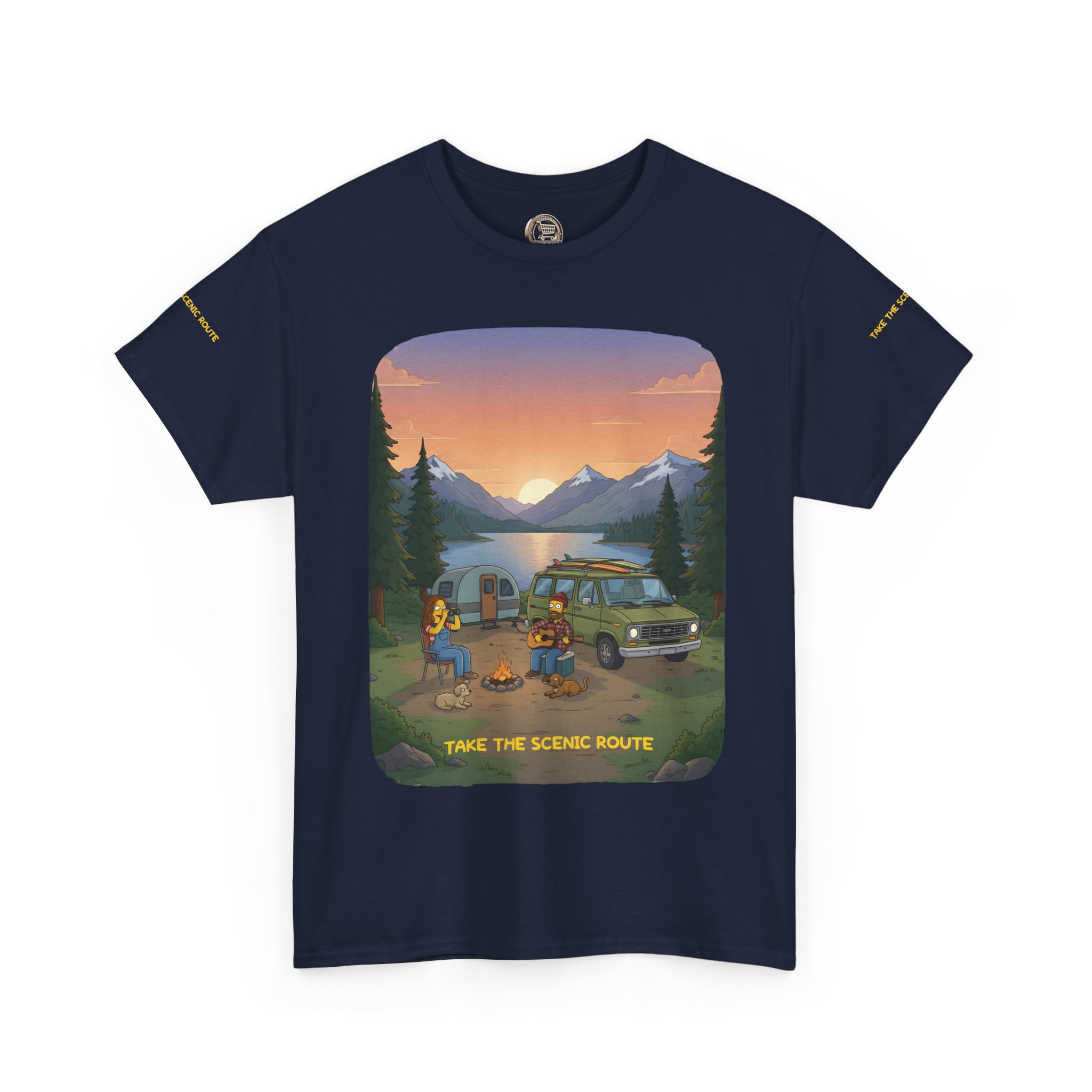 Unisex Heavy Cotton Tee — "Take The Scenic Route" Design Sitcom-Line