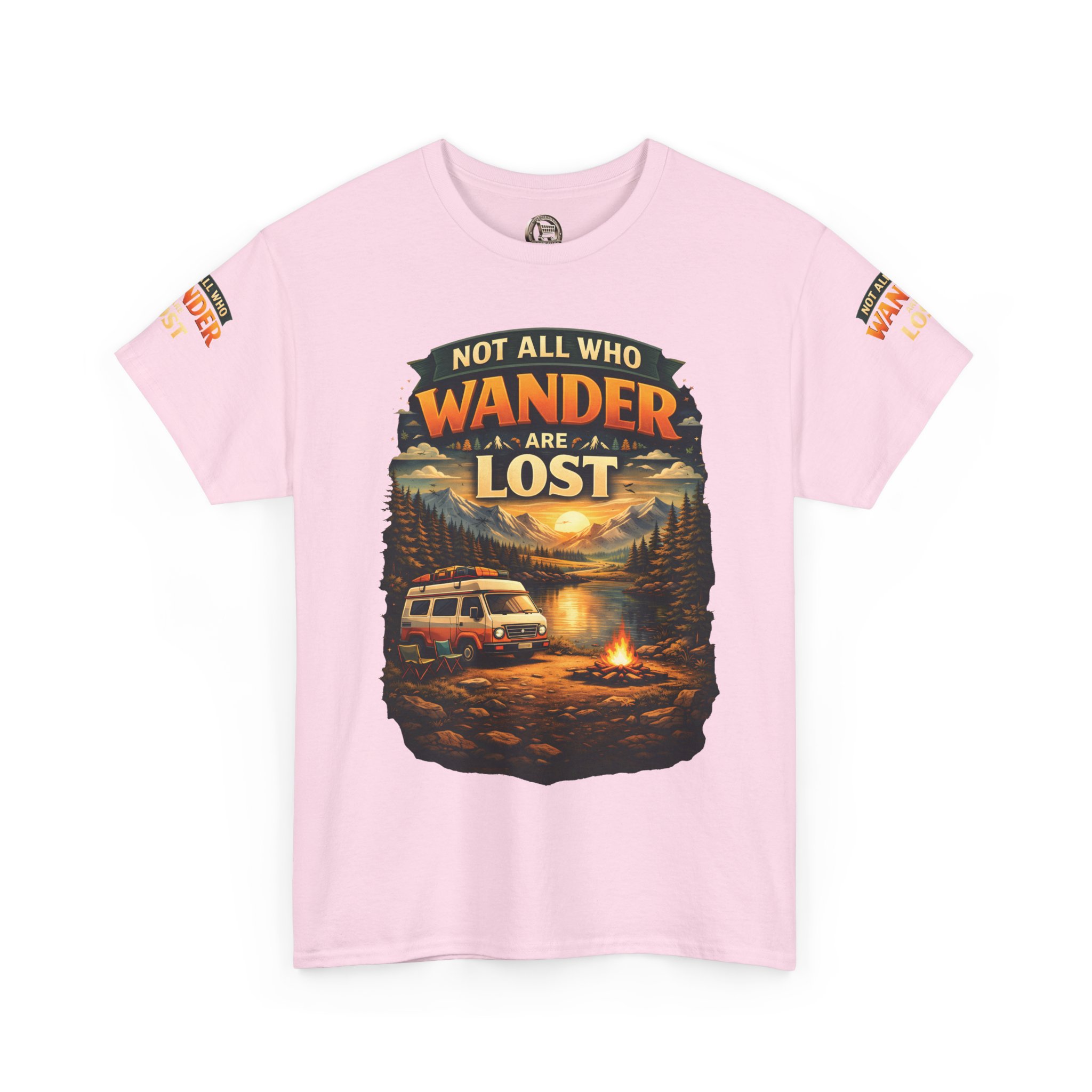 Unisex Heavy Cotton Tee — "Not All Who Wander Are Lost" Design Scenic-Line