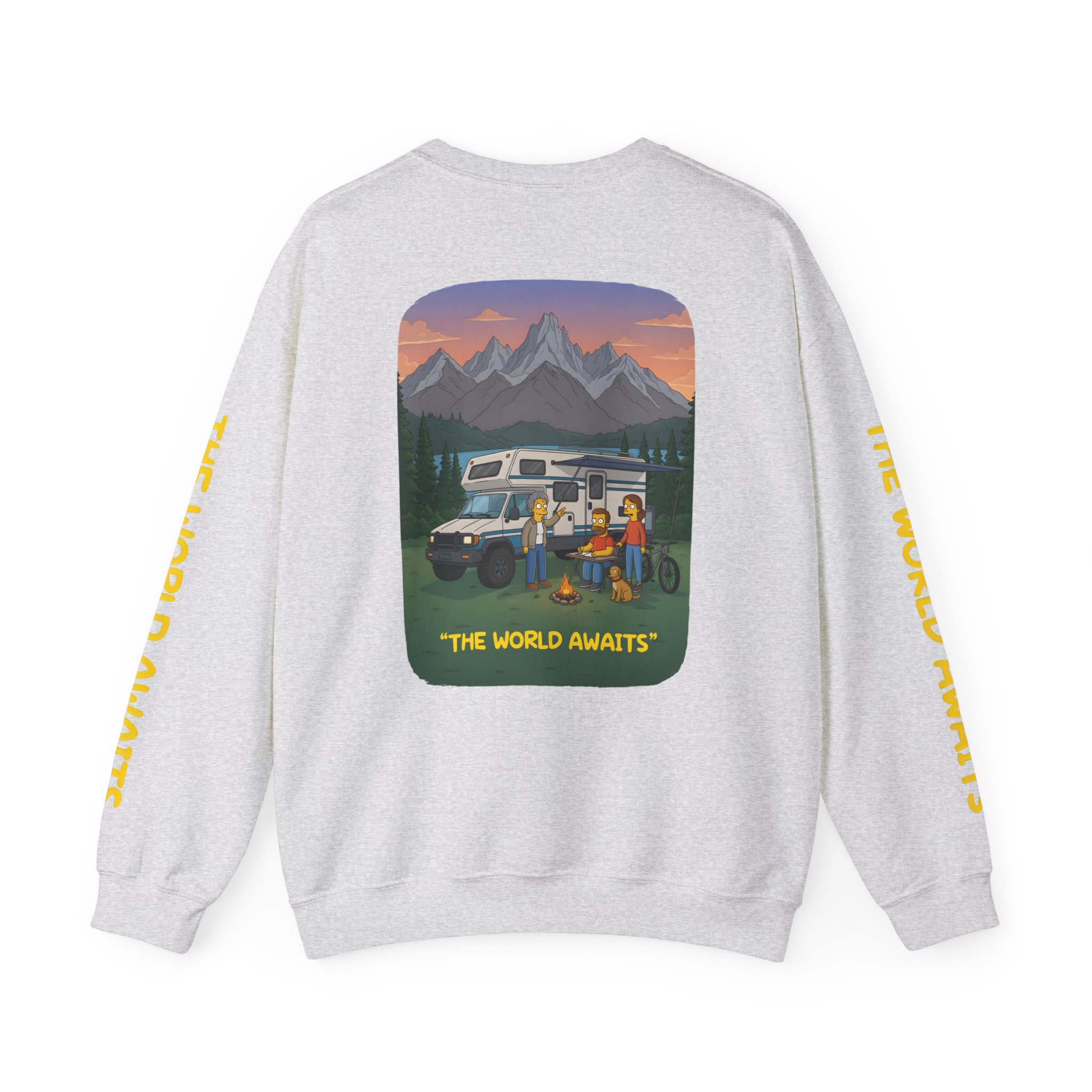 Unisex Heavy Blend™ Crewneck Sweatshirt — "The World Awaits" Design Sitcom-Line