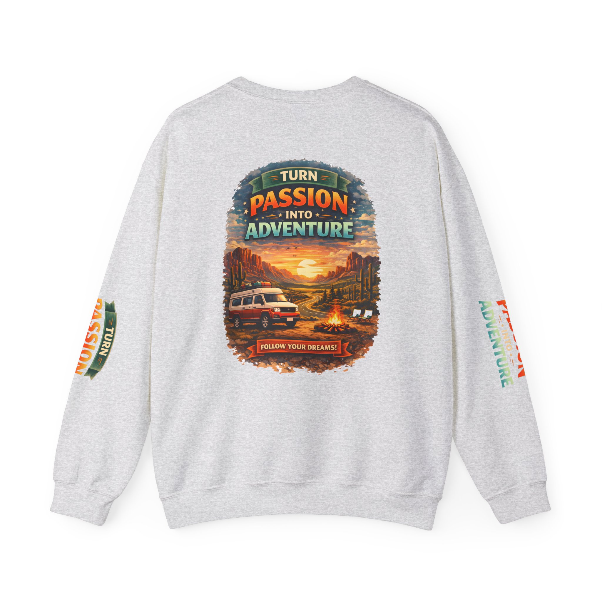 Unisex Heavy Blend™ Crewneck Sweatshirt — "Turn Passion Into Adventure" Design Scenic-Line