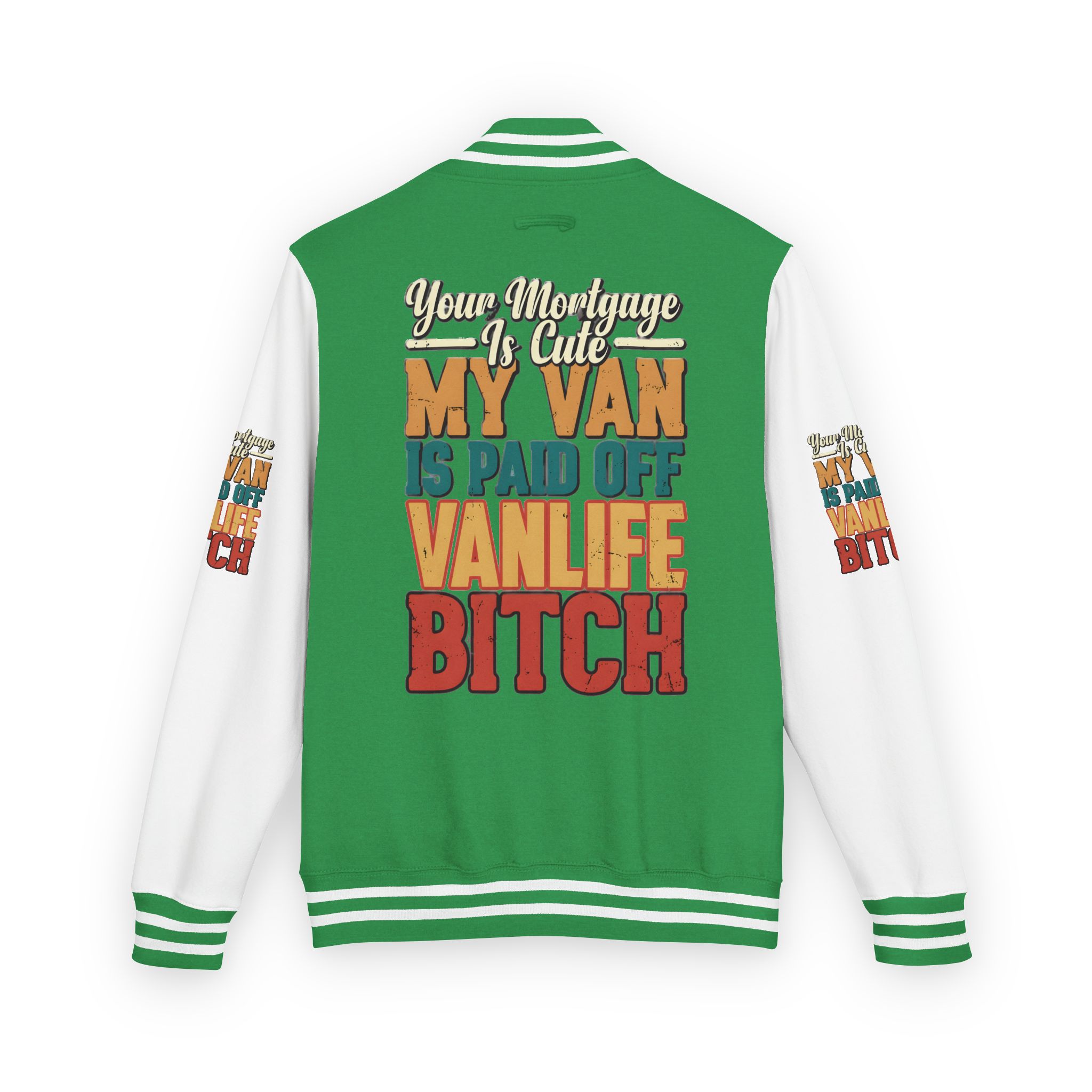 Unisex Heavyweight Letterman Jacket — "Your Mortgage Is Cute" Design F**K-Line