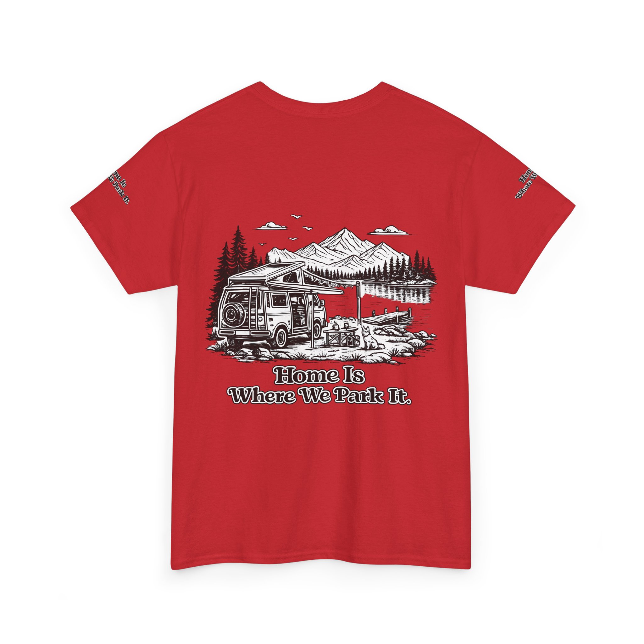 Unisex Heavy Cotton Tee — "Home Is Where You Park It" Design Minimal-Line
