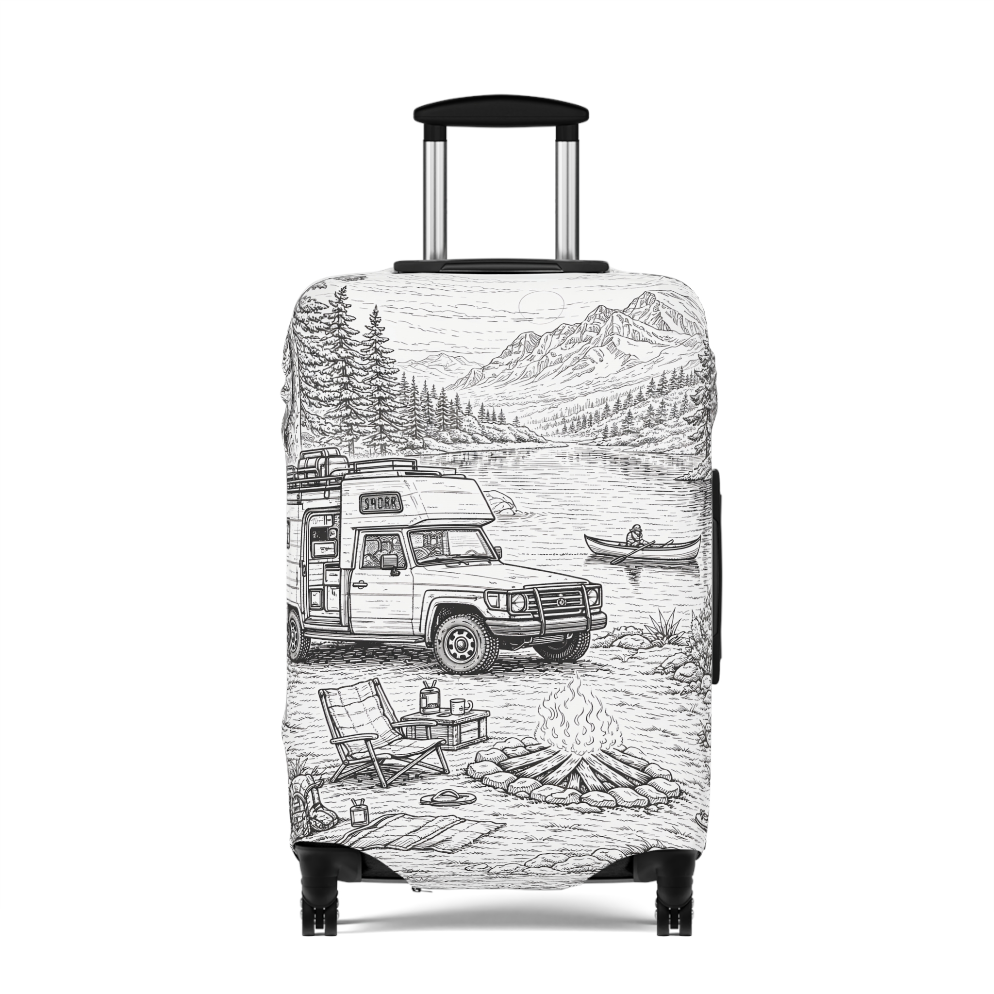 Luggage Cover — Adventure Camper Sketch Travel Suitcase