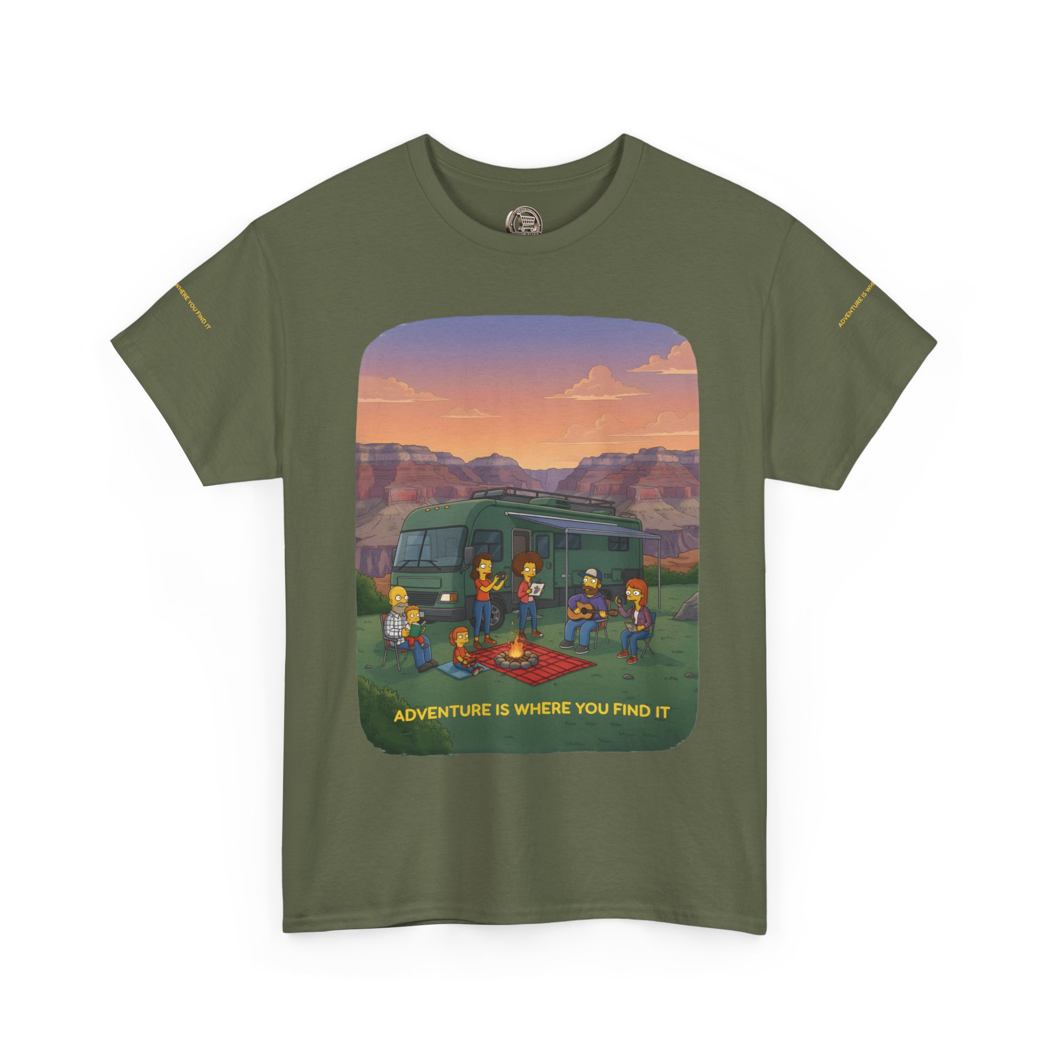 Unisex Heavy Cotton Tee — "Adventure Is Where You Find It" Design Sitcom-Line