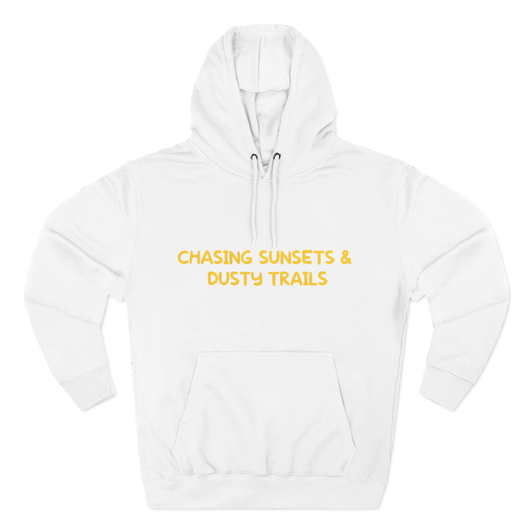Three-Panel Fleece Hoodie - "Chasing Sunsets And Dusty Trails" Design Sitcom-Line