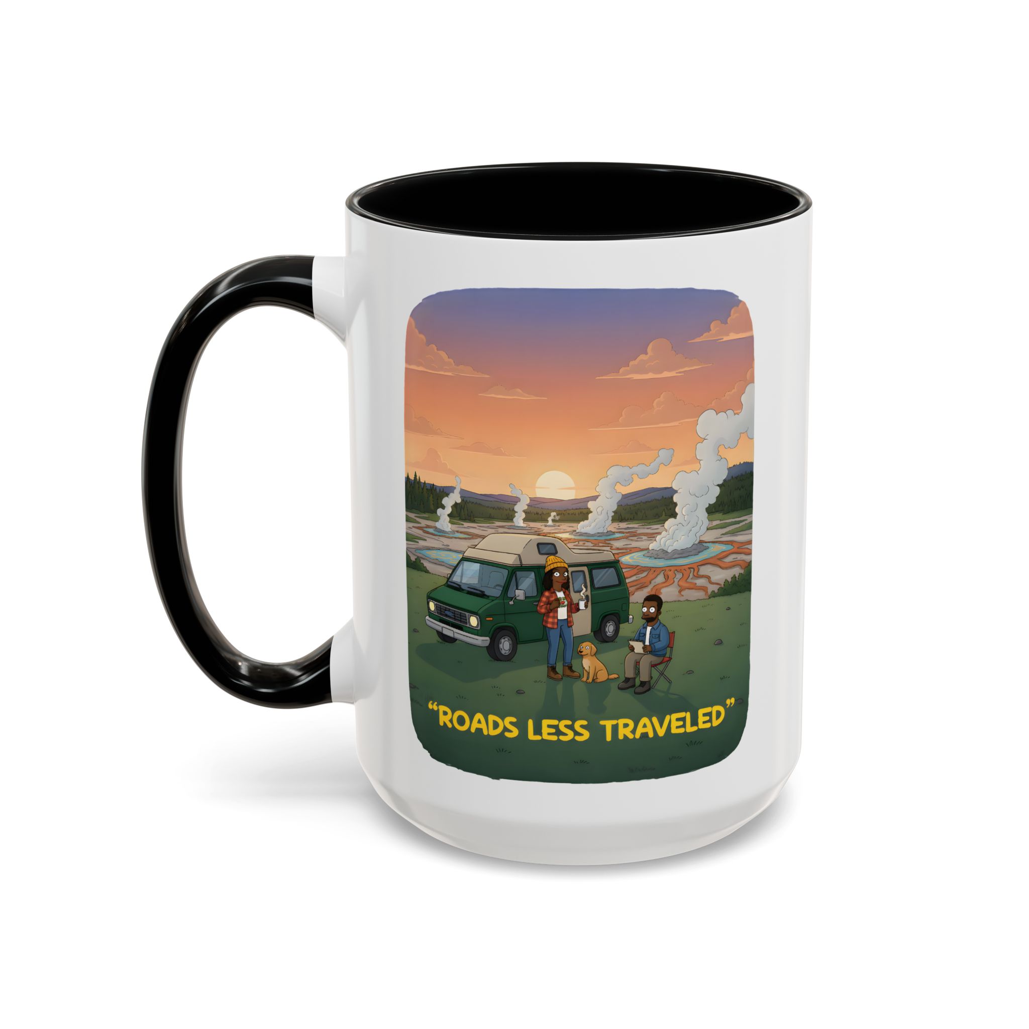 Accent Coffee Mug (11, 15oz) — "Roads Less Traveled" Design Sitcom-Line