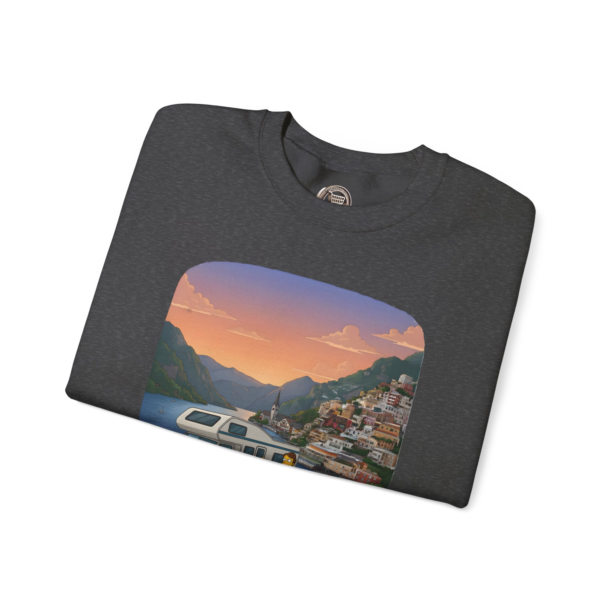 Unisex Heavy Blend™ Crewneck Sweatshirt — "Mountain Air-Alpine Adventure" Design Sitcom-Line