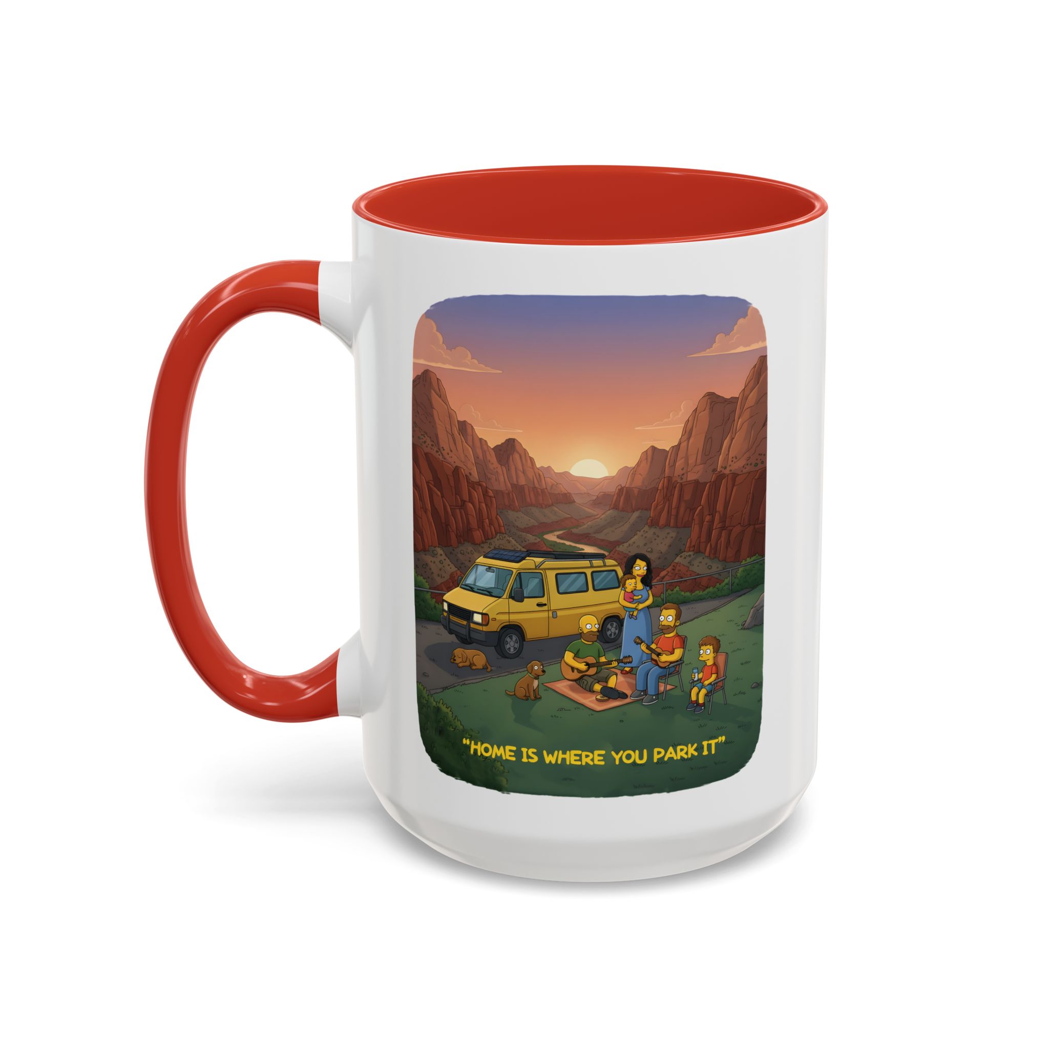 Accent Coffee Mug (11, 15oz) — "Home Is Where You Park It" Design Sitcom-Line