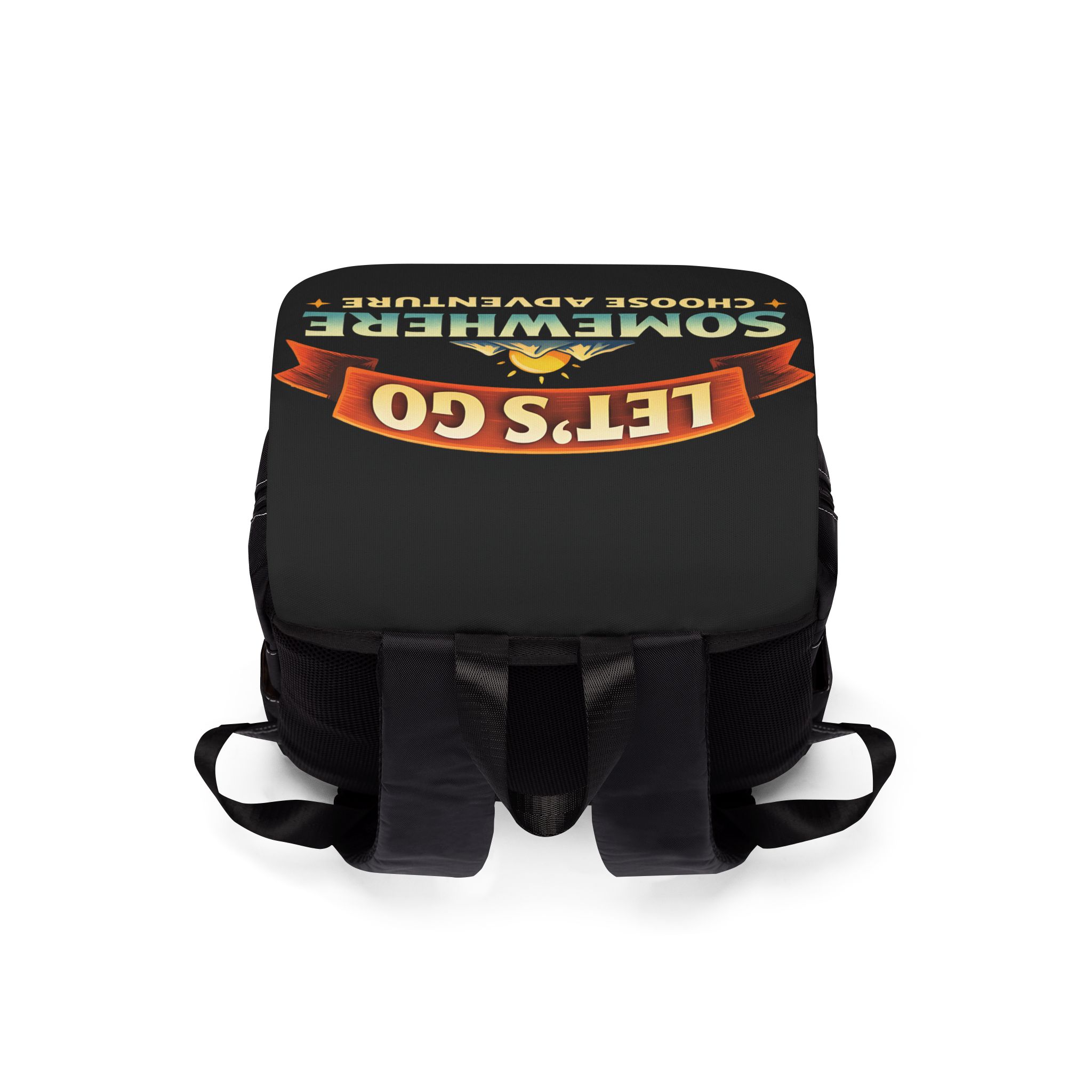 Unisex Casual Shoulder Backpack—"Lets Go Somewhere" Design Scenic-Line(Campervan)