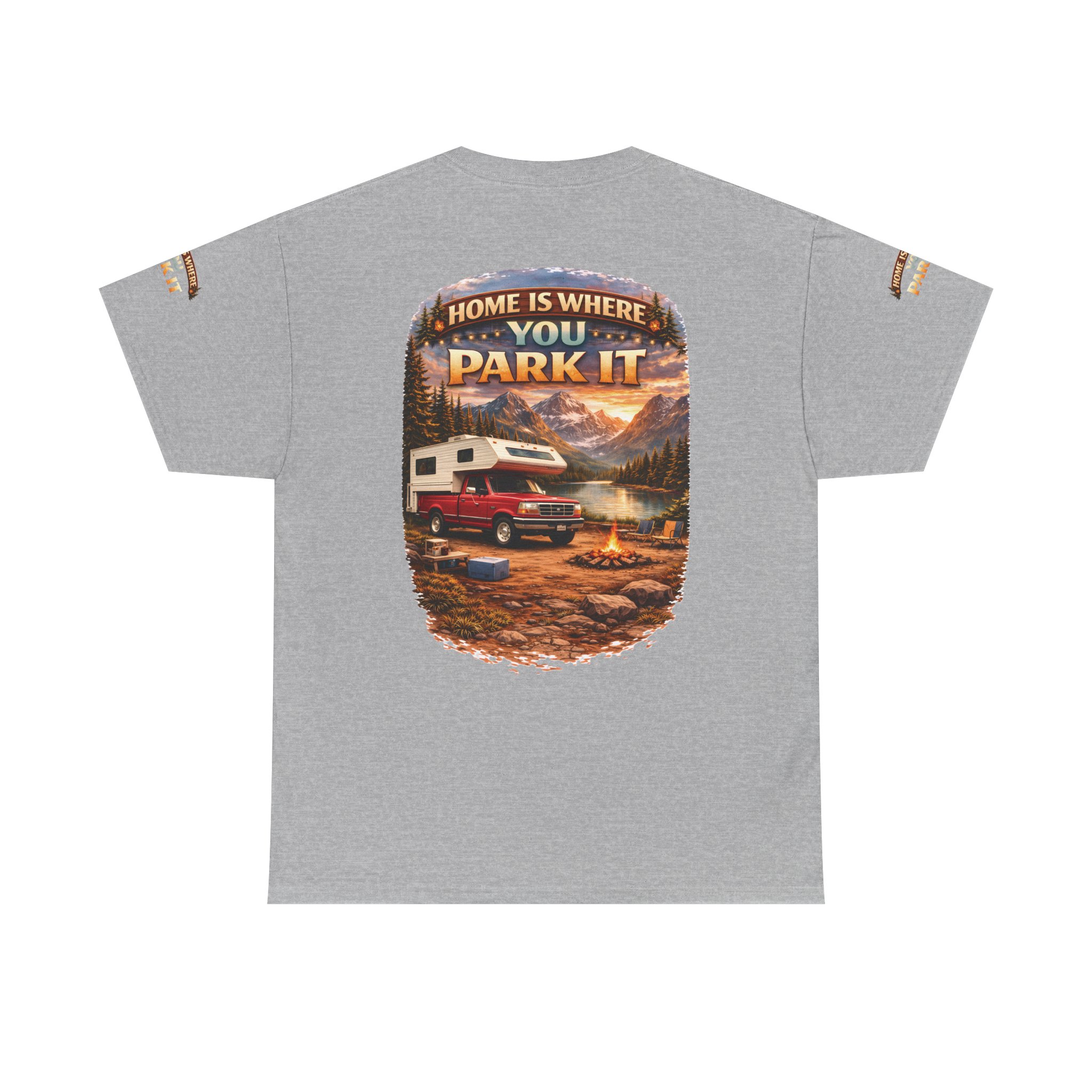 7886299134735071353_2048.jpeg Unisex Heavy Cotton Tee — "Home Is Where You Park It" Design Scenic-Line