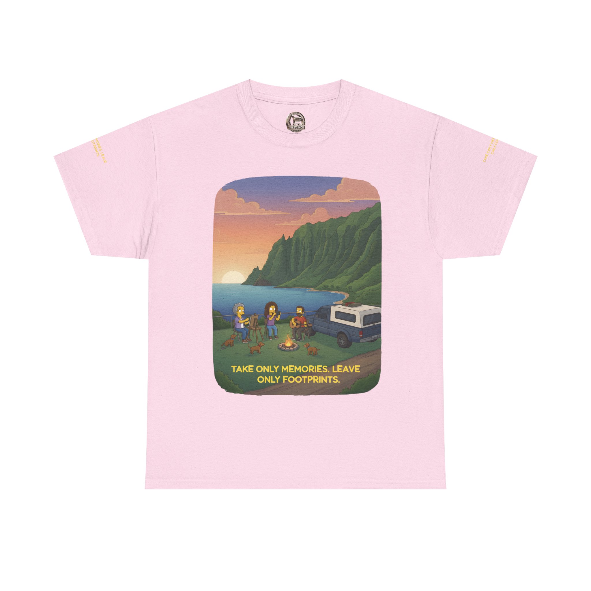 Unisex Heavy Cotton Tee — "Take Only Memories-Leave Only Footprints" Design Sitcom-Line