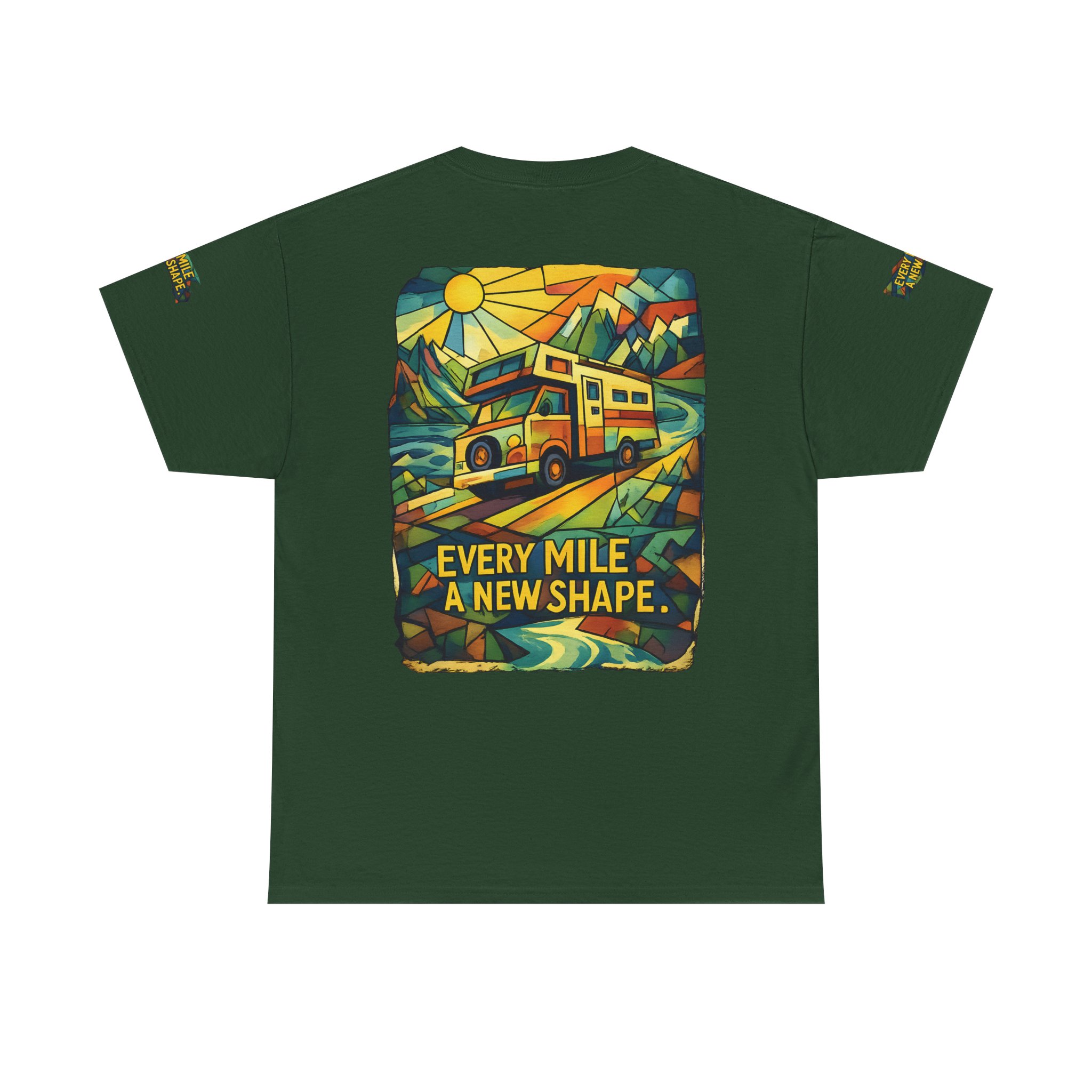 Unisex Heavy Cotton Tee — "Every Mile A New Shape" Design Cubic-Line
