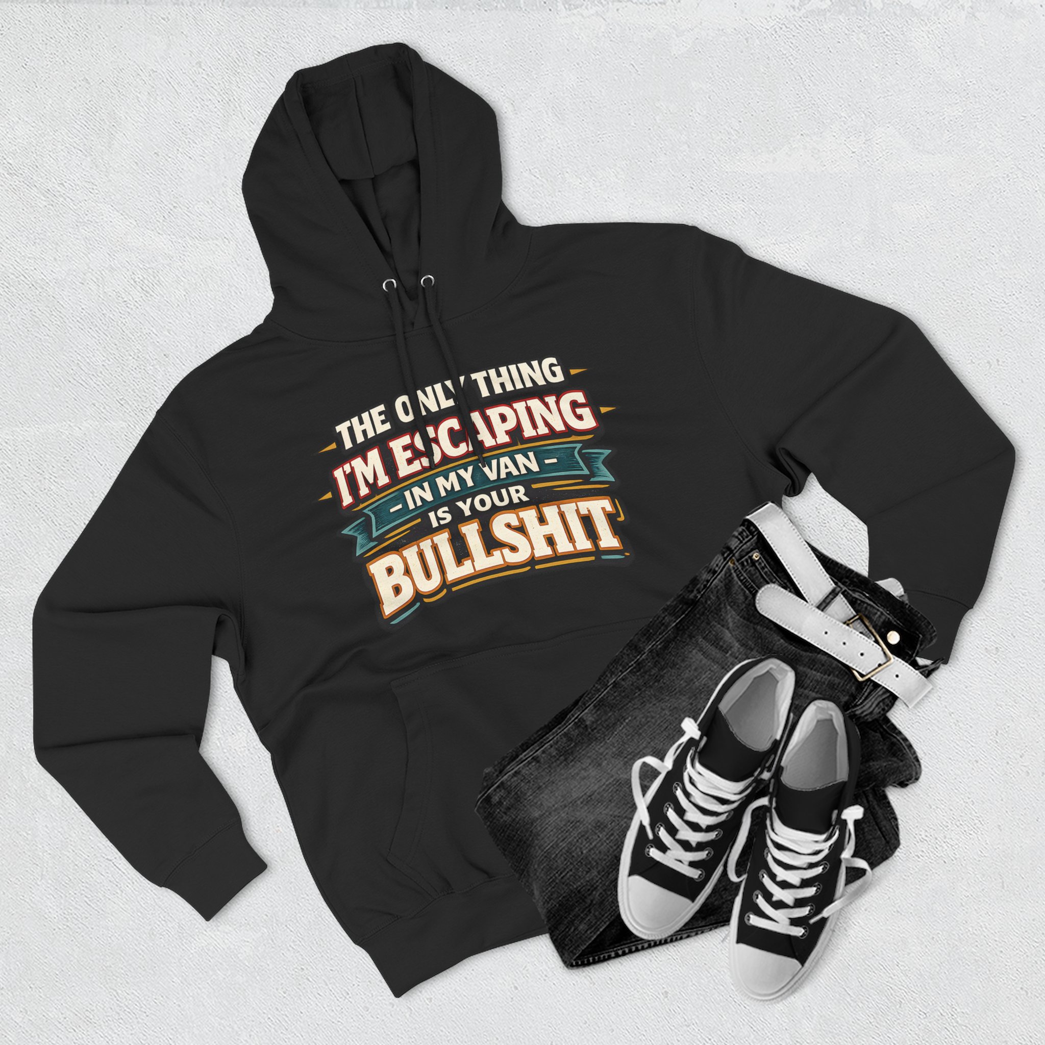 7889664436162453081_2048.jpeg Three-Panel Fleece Hoodie - "The Only Thing I´m Escaping" Design F**K-Line