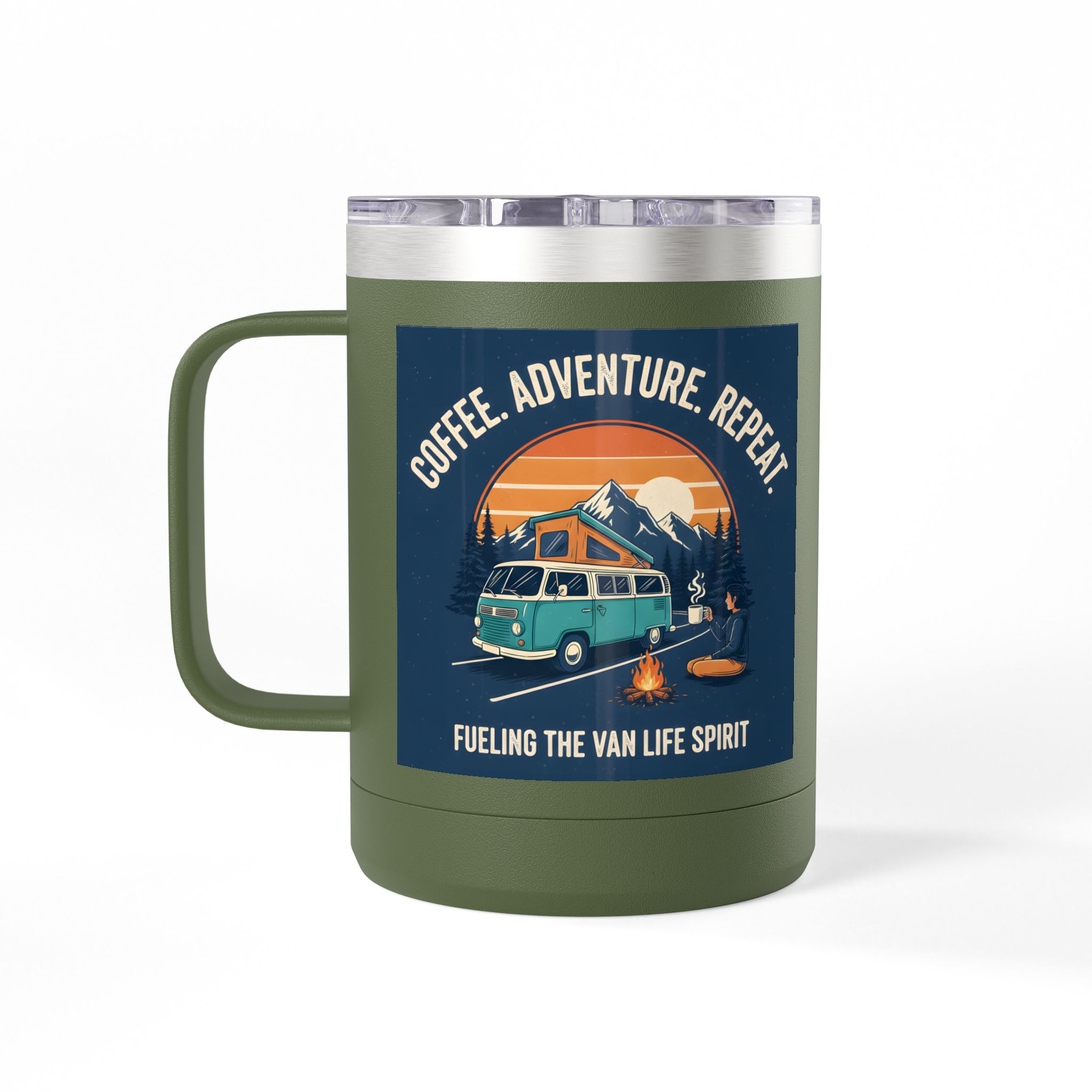 Coffee Mug Tumbler, 15oz — “Coffee. Adventure. Repeat.”