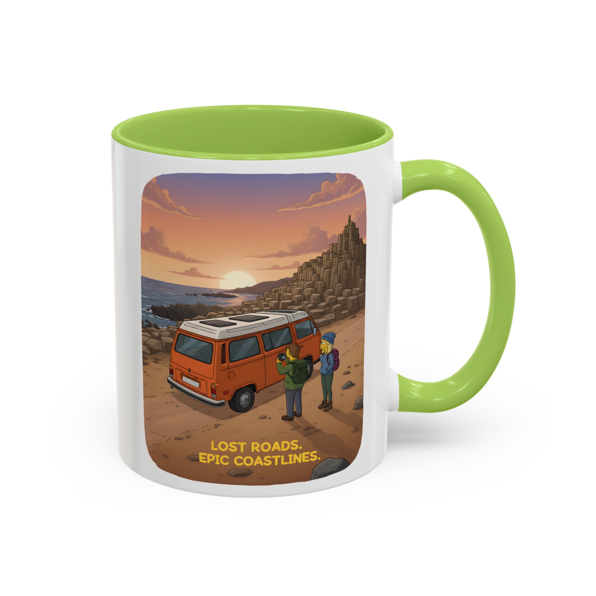 Accent Coffee Mug (11, 15oz) — "Lost Roads Epic Coastlines" Design Sitcom-Line