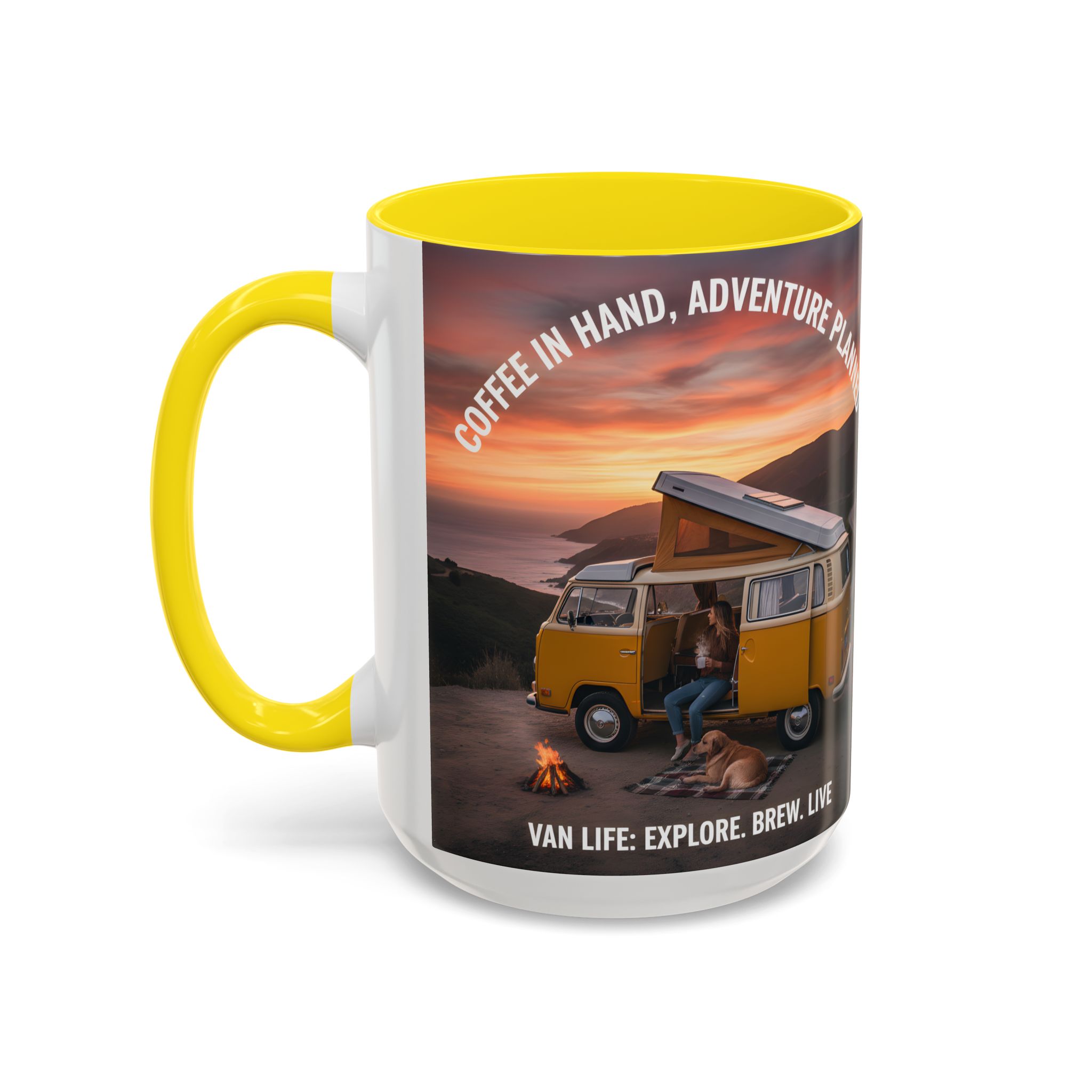 Accent Coffee Mug (11, 15oz) - "Coffee in Hand, Adventure Planned"