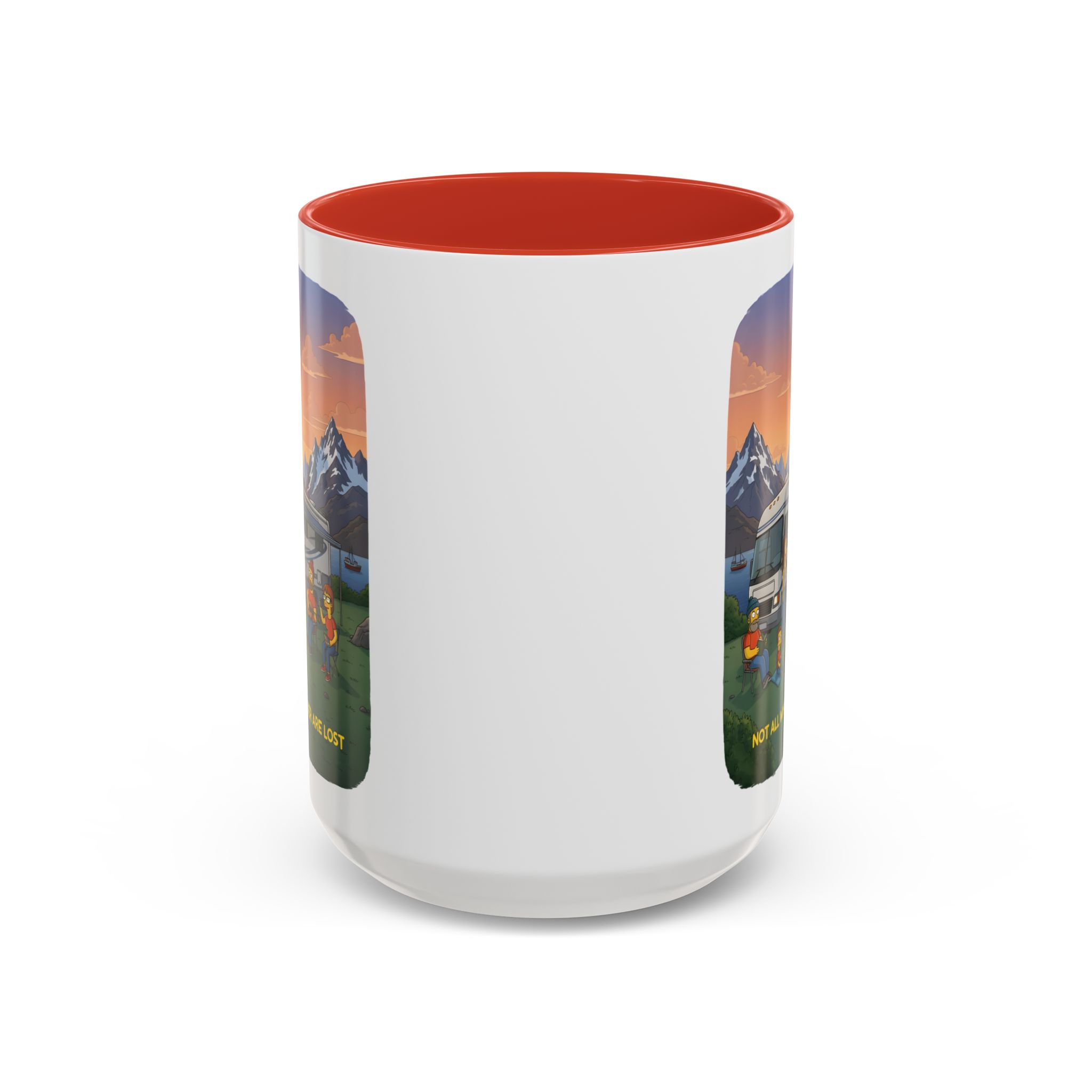 Accent Coffee Mug (11, 15oz) — "Not All Who Wander Are Lost" Design Sitcom-Line