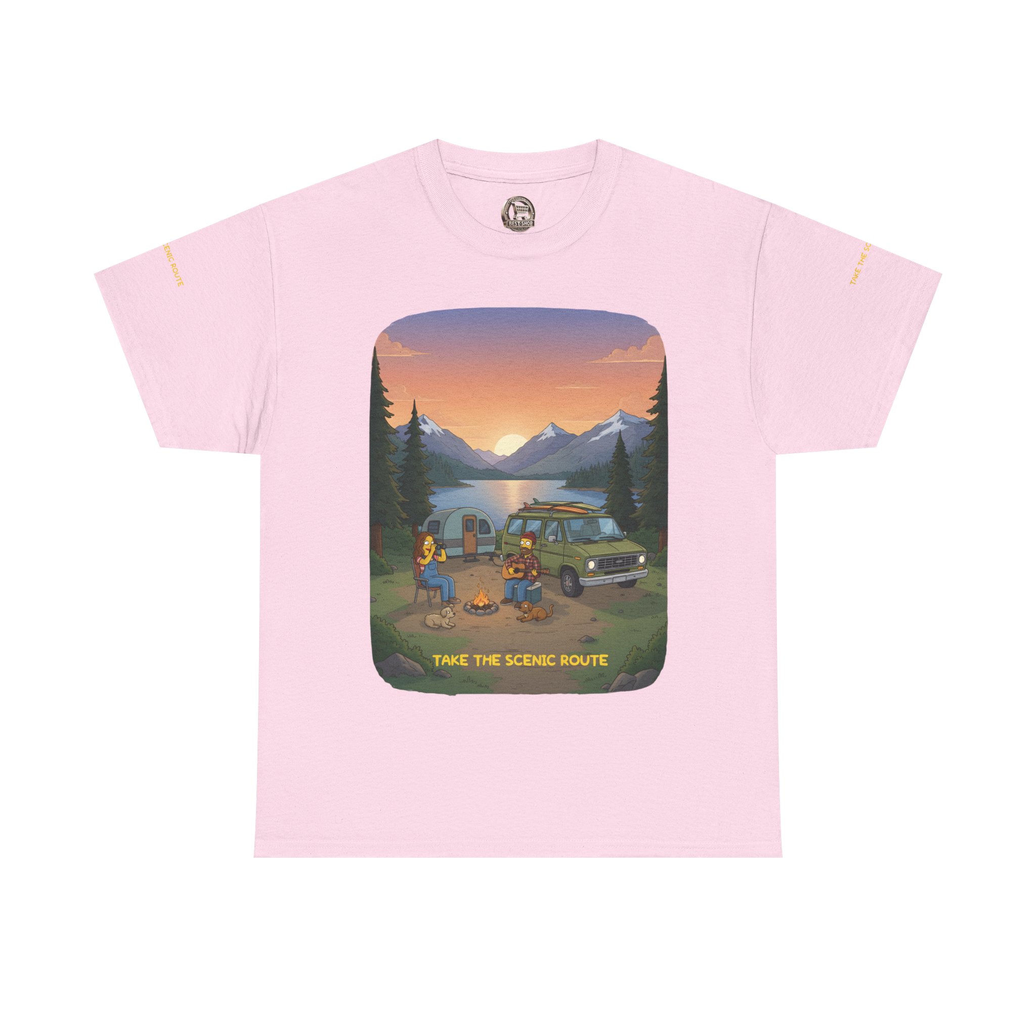 Unisex Heavy Cotton Tee — "Take The Scenic Route" Design Sitcom-Line