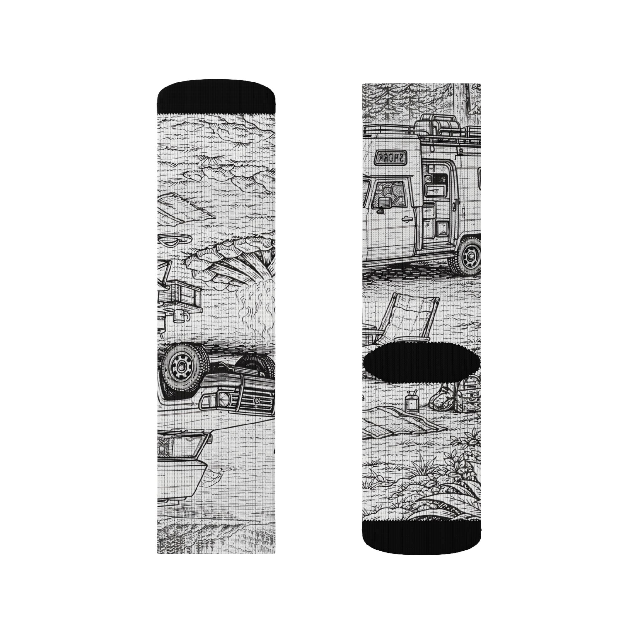 Sublimation Socks — Retro Camper Roadtrip Crew Socks