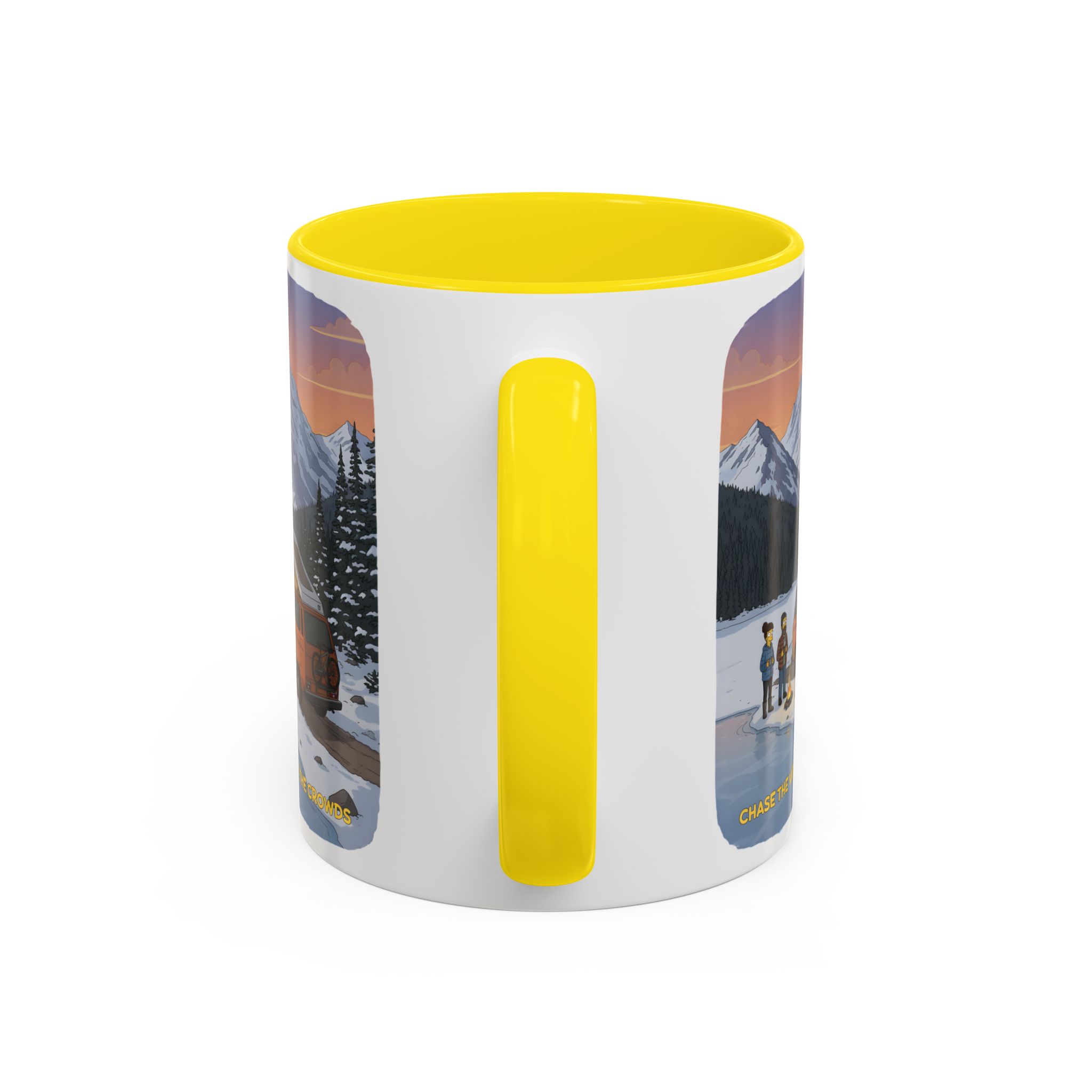 Accent Coffee Mug (11, 15oz) — "Chase The Views-Not The Crowds"" Design Sitcom-Line