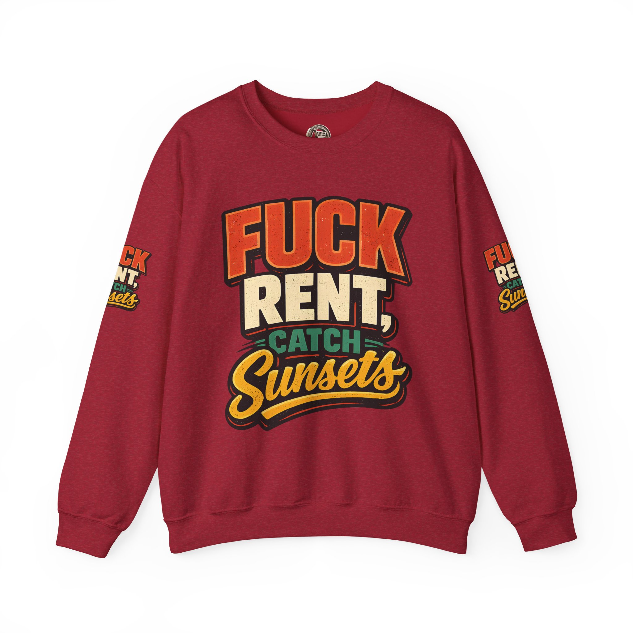 7904854384365414535_2048.jpeg Unisex Heavy Blend™ Crewneck Sweatshirt — "Fuck Rent Catch Sunsets" Design F**K-Line