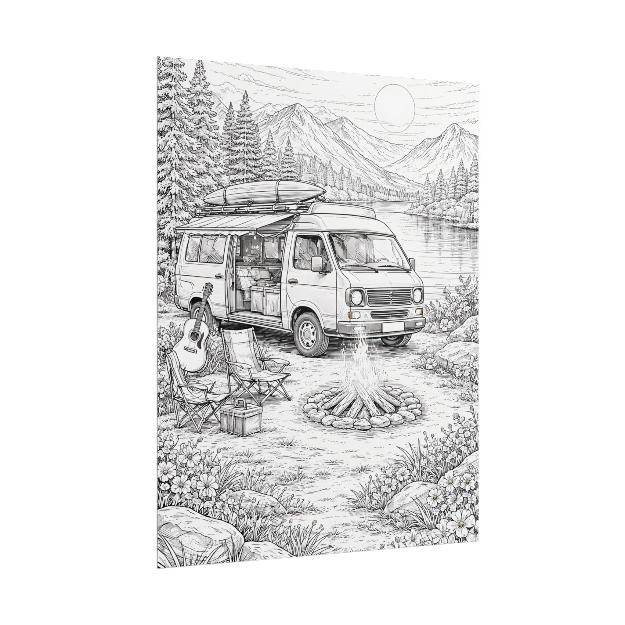 Campervan Poster — Vintage RV Camping Landscape Wall Art