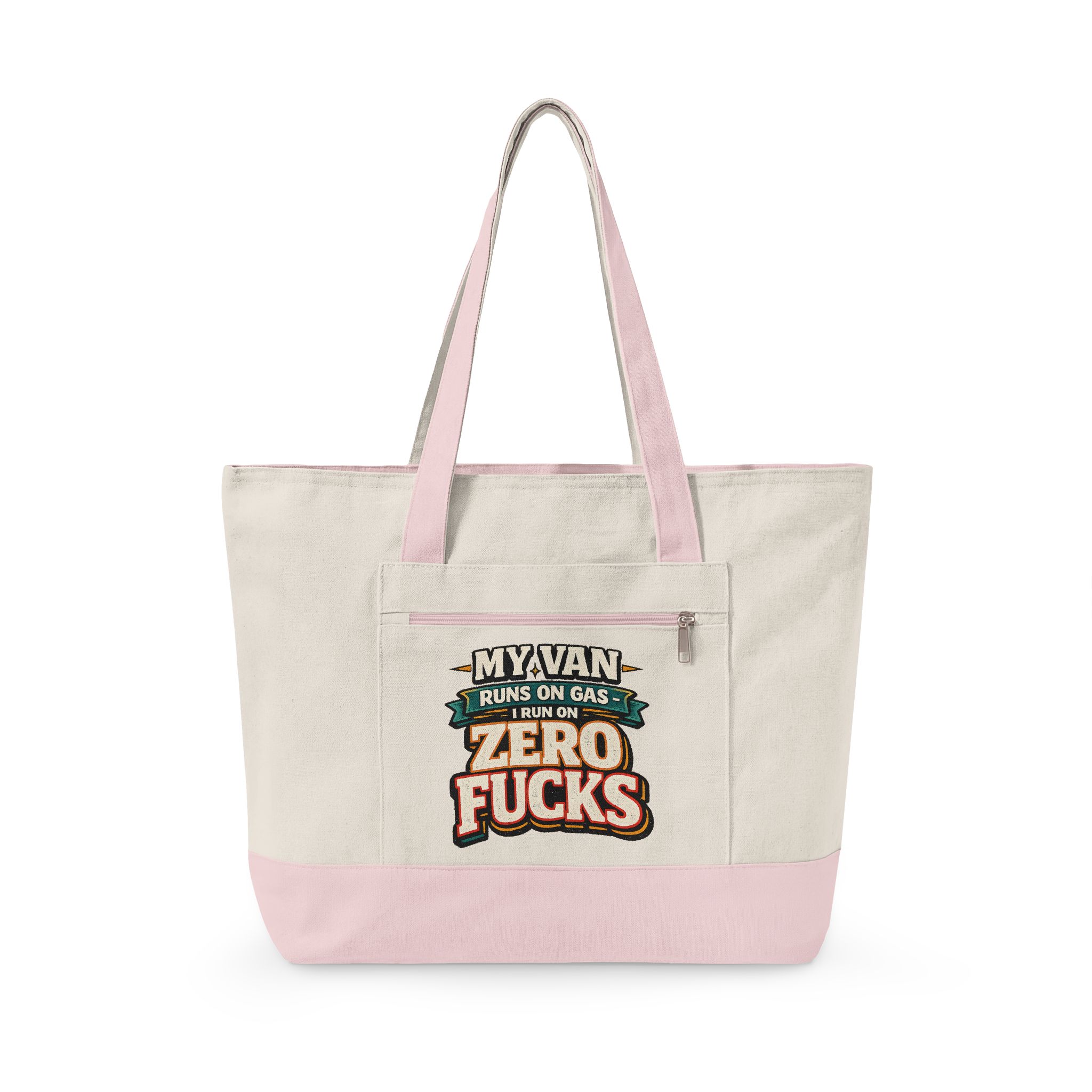 Zippered Canvas Tote — "My Van Runs On Gas" (Design F**K-Line)