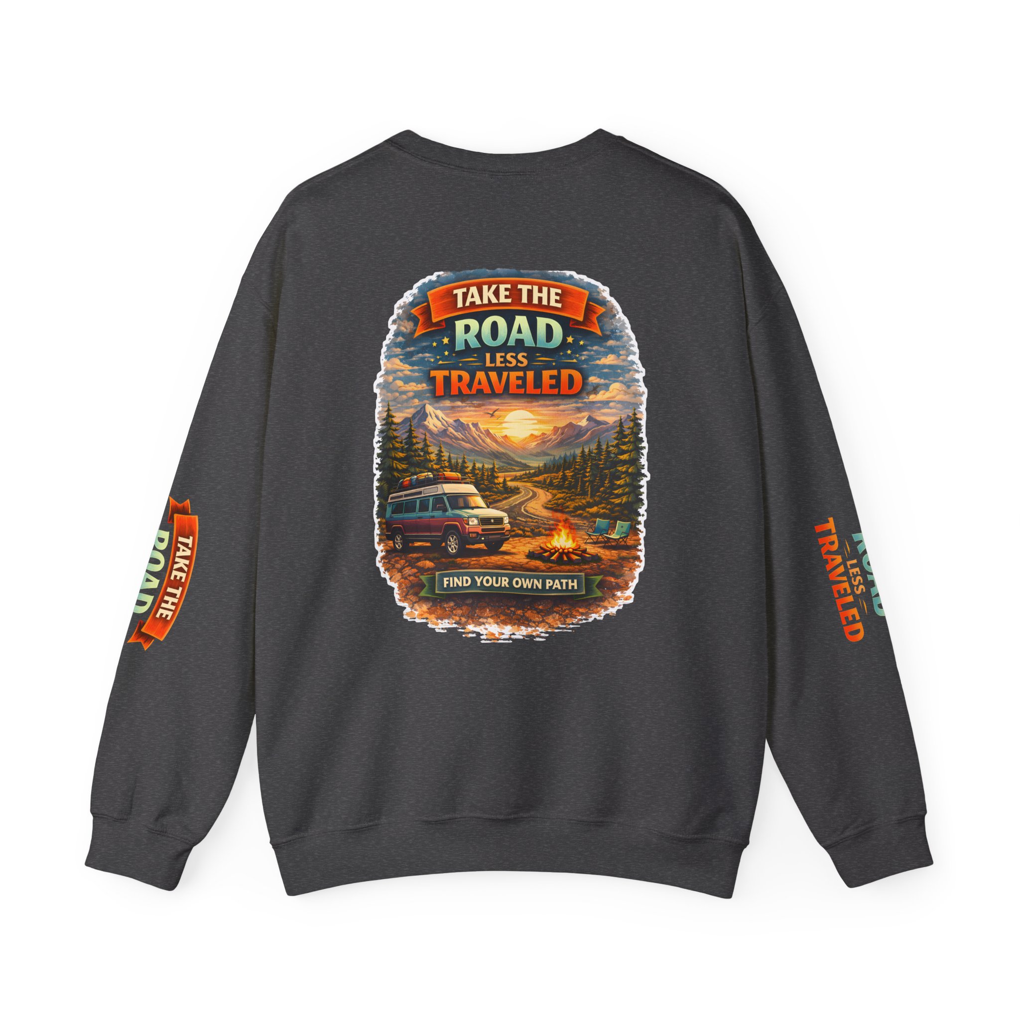 7919899682402068341_2048.jpeg Unisex Heavy Blend™ Crewneck Sweatshirt — "Take The Road Less Traveled" Design Scenic-Line