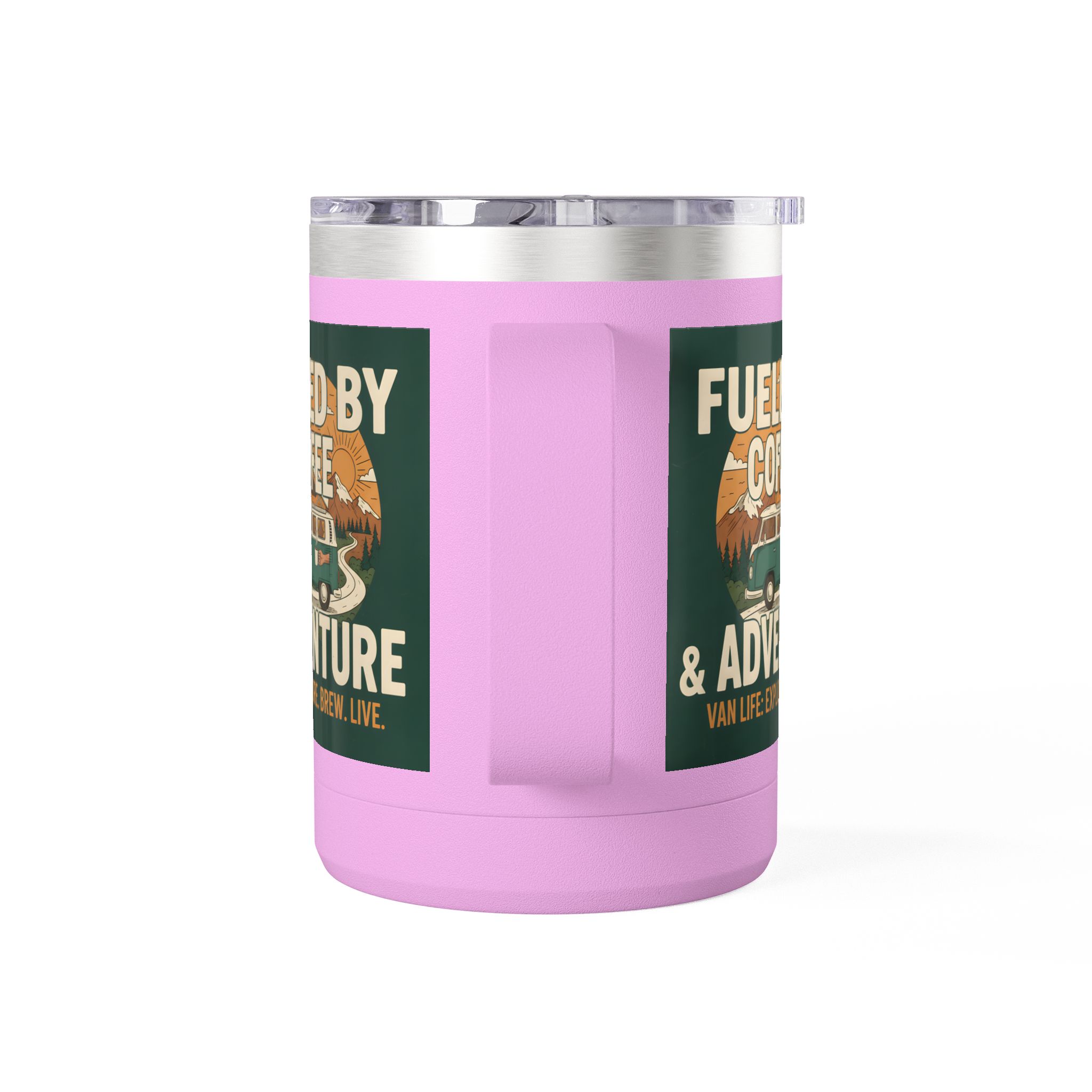 Coffee Mug Tumbler, 15oz — "Fueled by Coffee & Adventure"