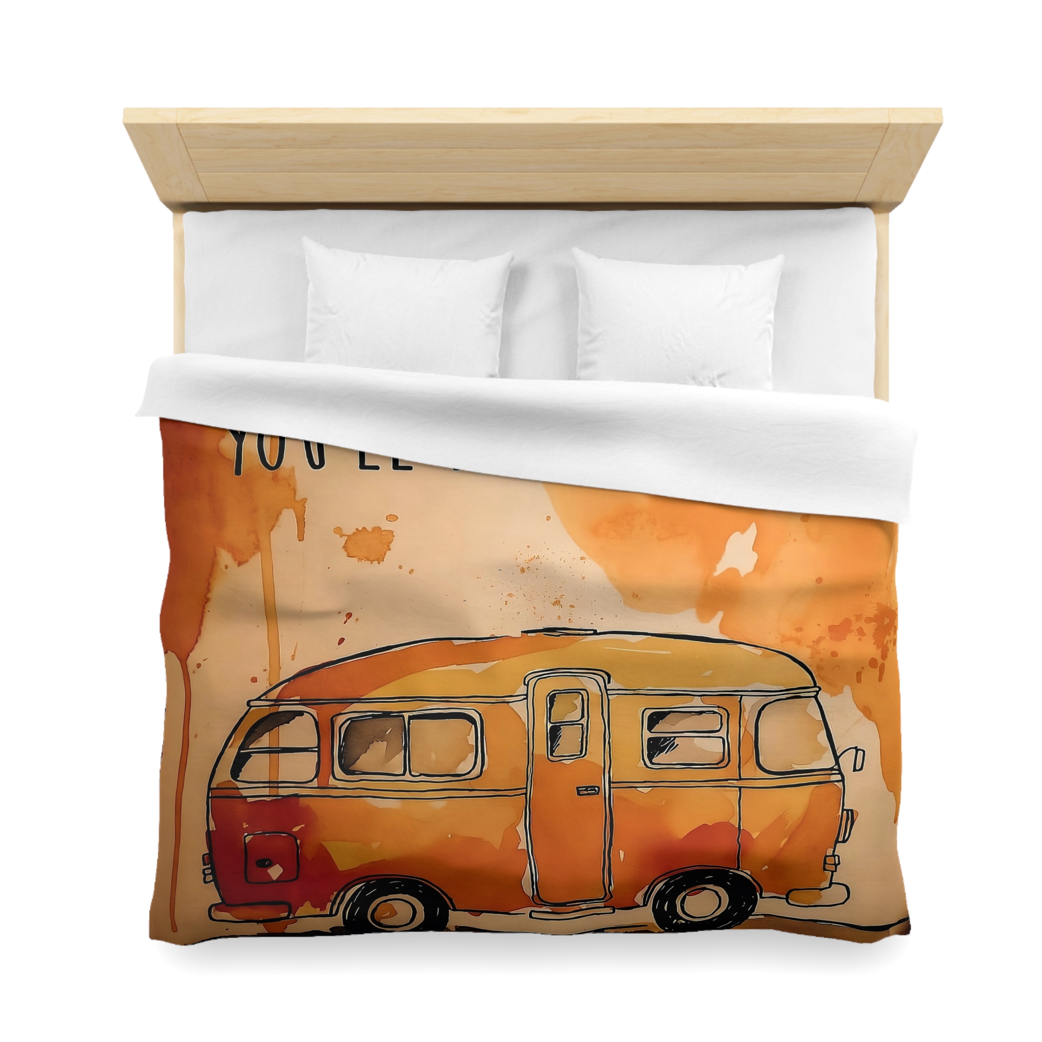 Duvet Cover - 'If You Never Go, You'll Never Know' Orange Camper Adventurer Bedding
