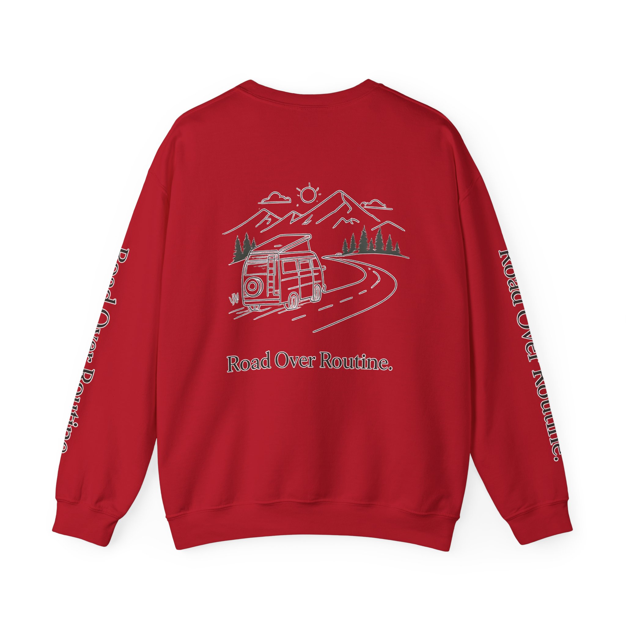 Unisex Heavy Blend™ Crewneck Sweatshirt — "Road Over Routine" Design Minimal-Line