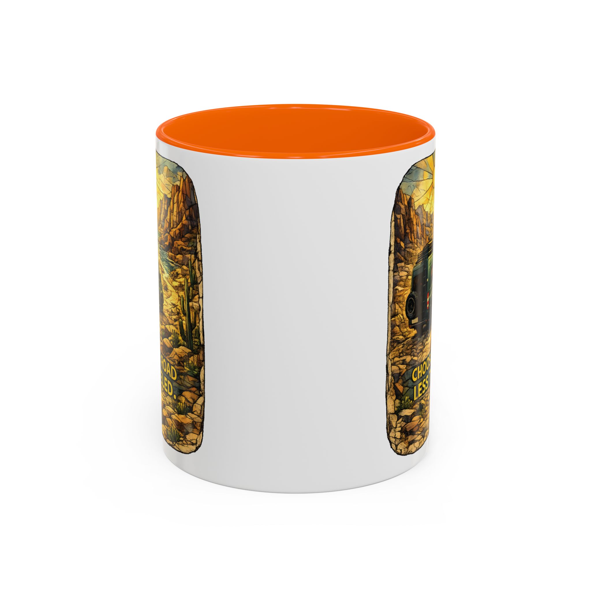 Accent Coffee Mug (11, 15oz) — "Choose The Road Less Traveled" Design Cubic-Line