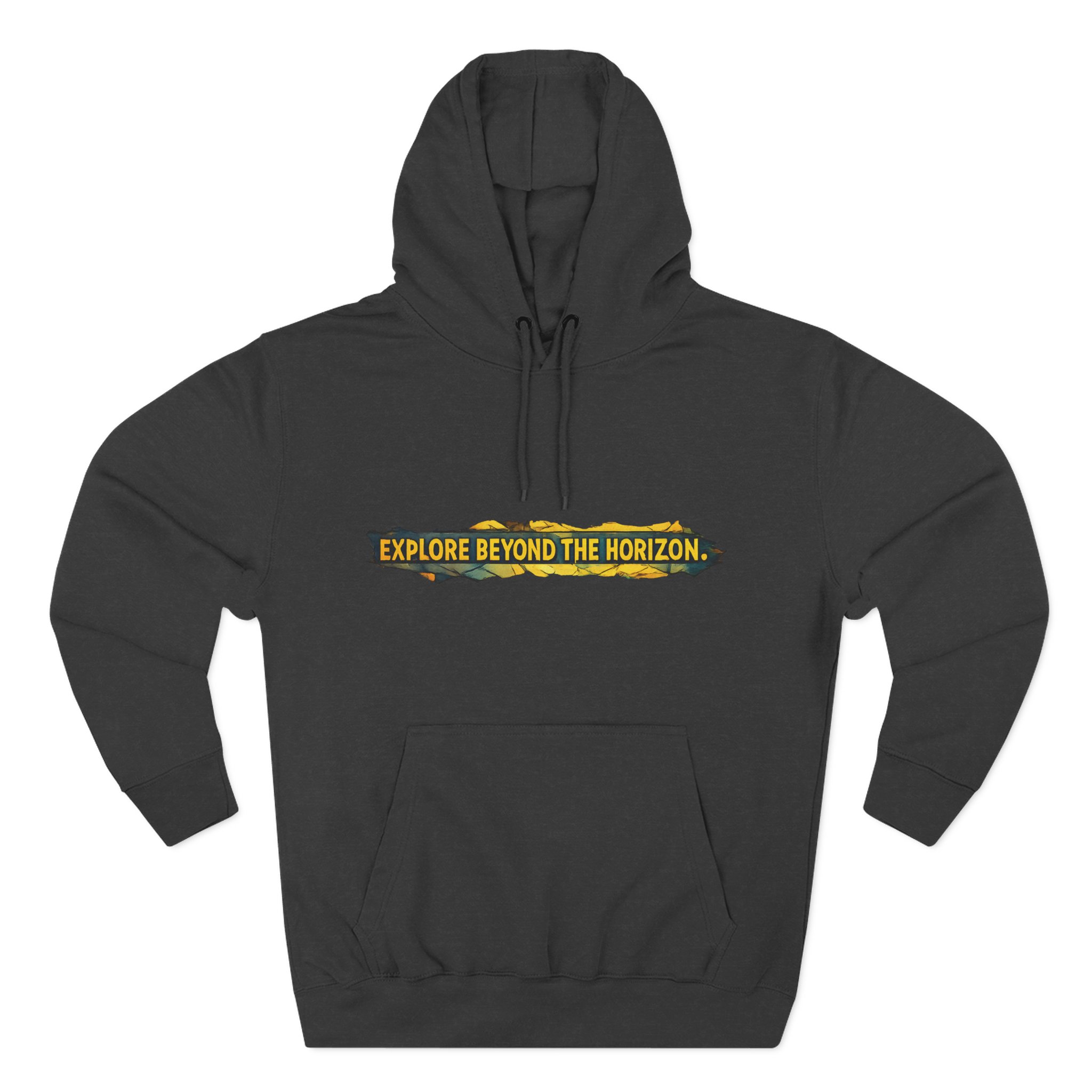 Three-Panel Fleece Hoodie - "Explore Beyond The Horizon" Design Cubic-Line