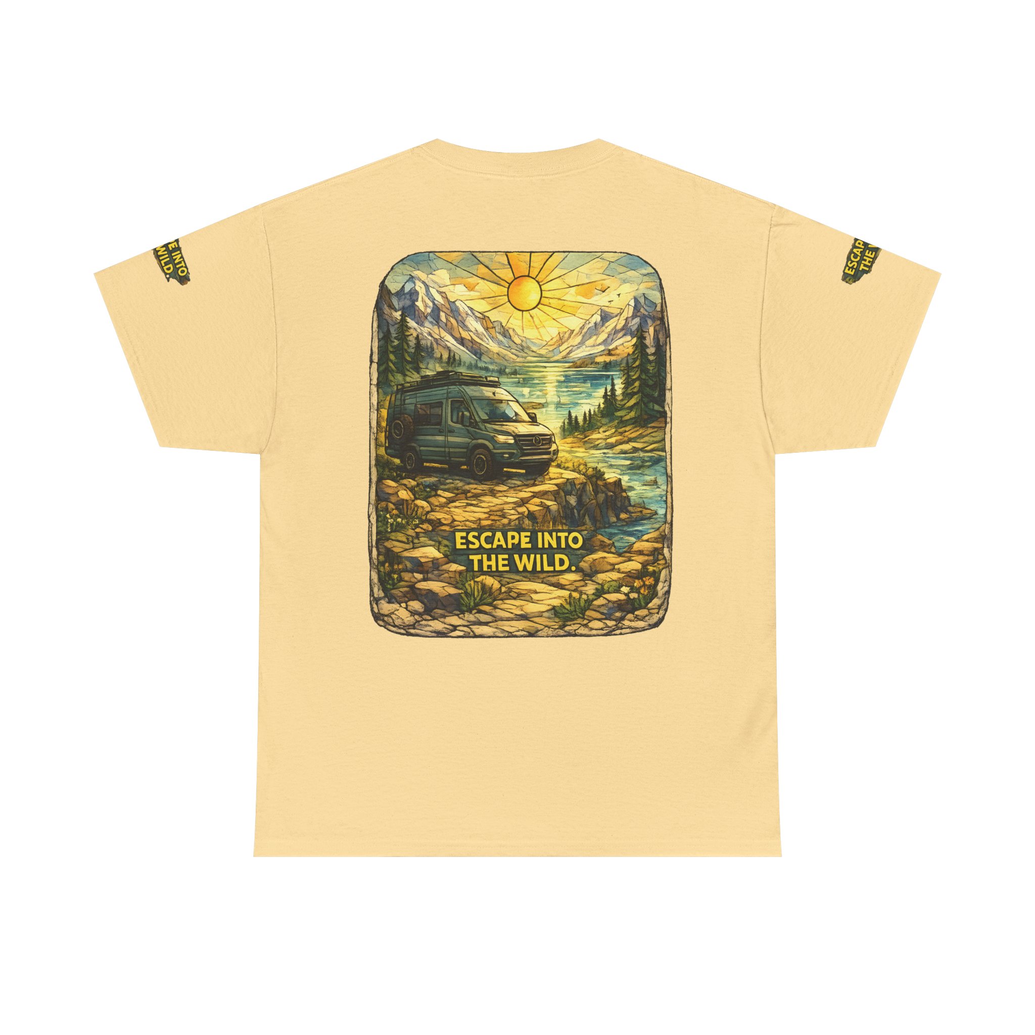 Unisex Heavy Cotton Tee — "Escape Into The Wild" Design Cubic-Line