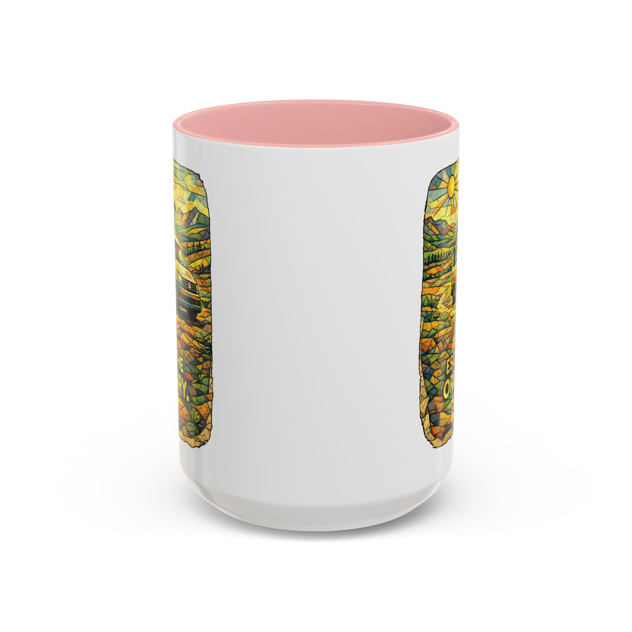 Accent Coffee Mug (11, 15oz) — "Escape The Ordinary" Design Cubic-Line