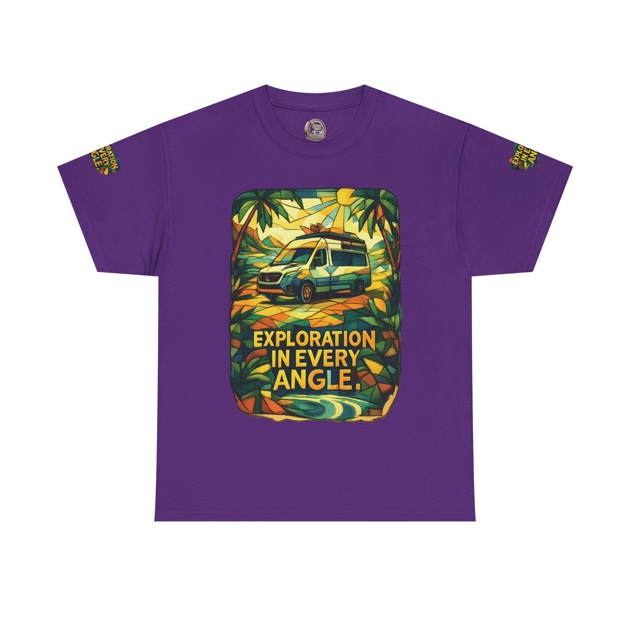 Unisex Heavy Cotton Tee — "Exploration In Every Angle" Design Cubic-Line