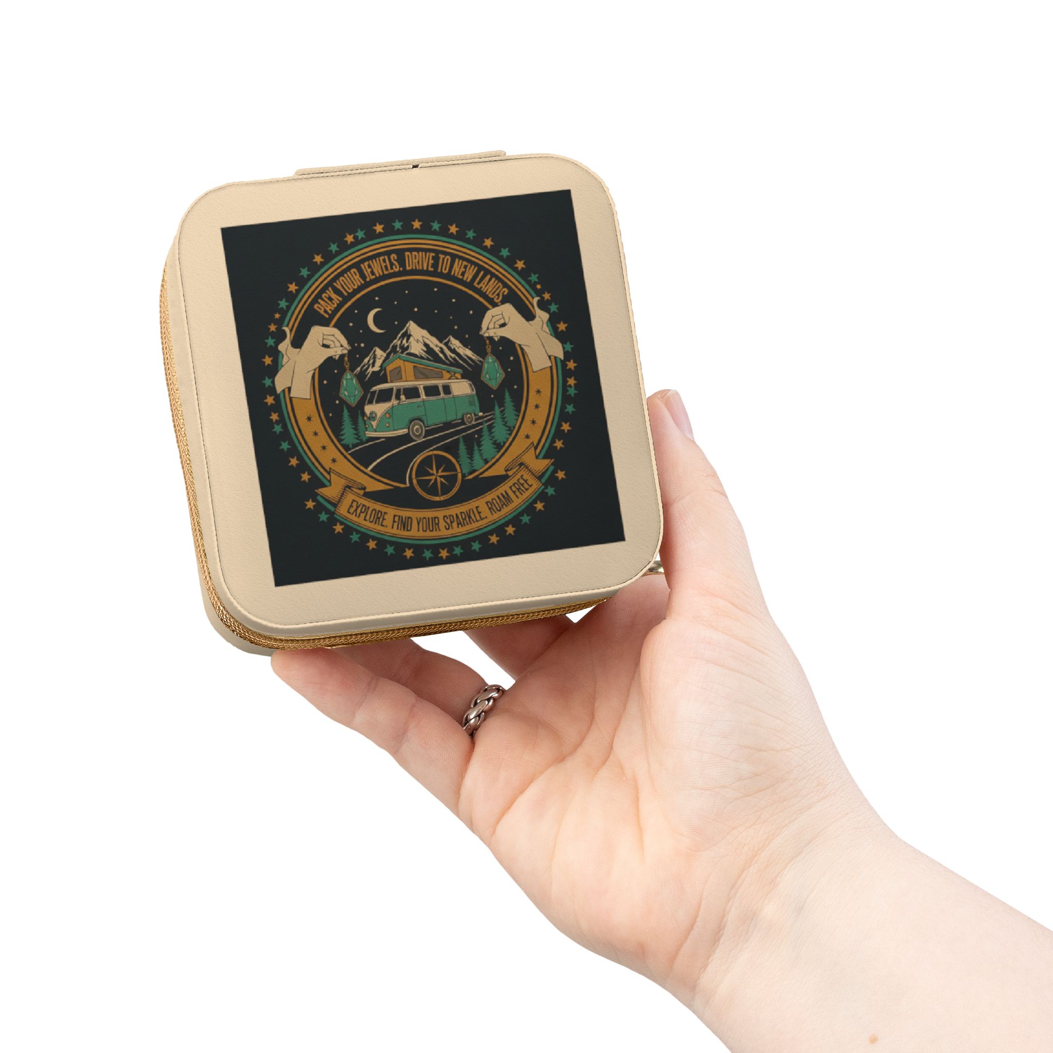 Jewelry Travel Case — Boho Camper Van Jewelry Organizer (Portable Ring & Earring Storage)