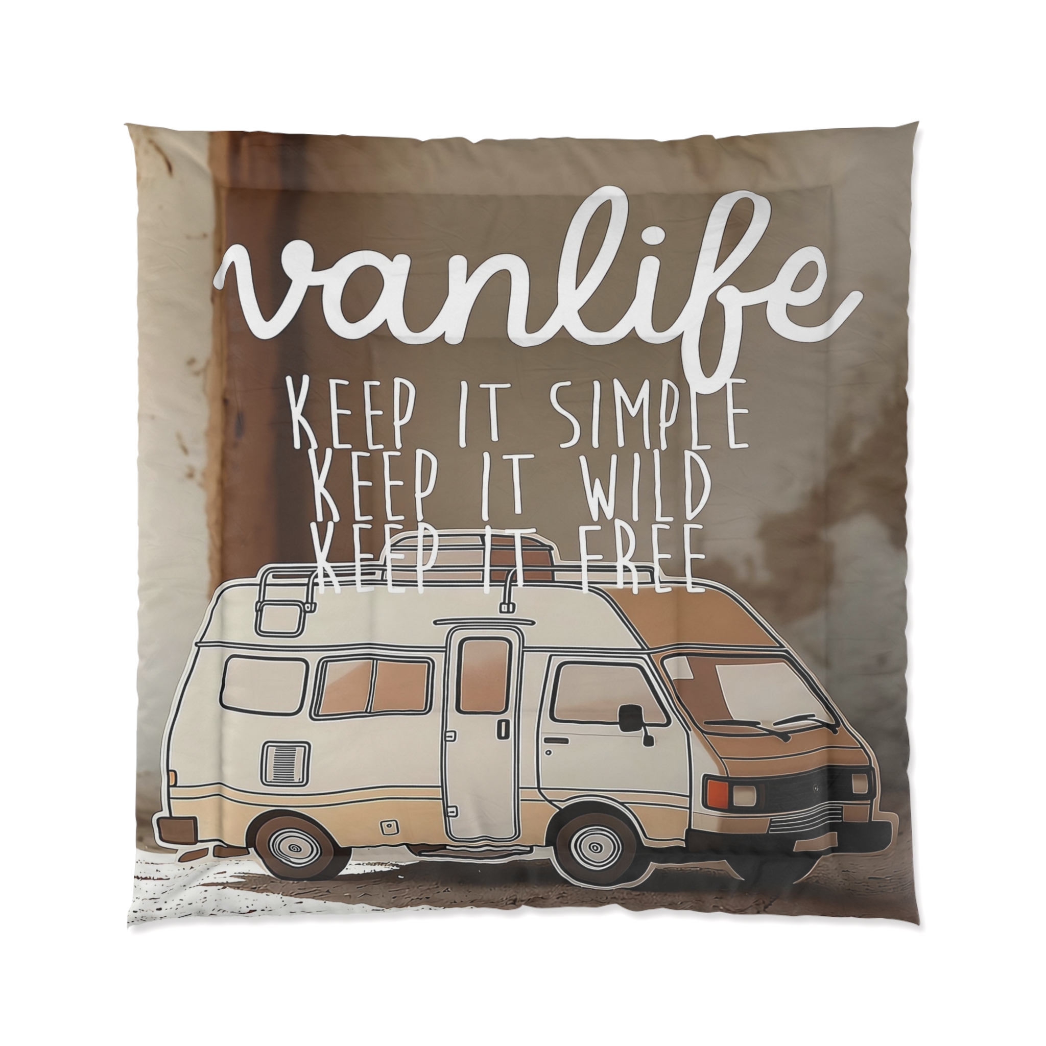 Comforter - "Vanlife: Keep It Simple, Keep It Wild, Keep It Free" Camper Bedding