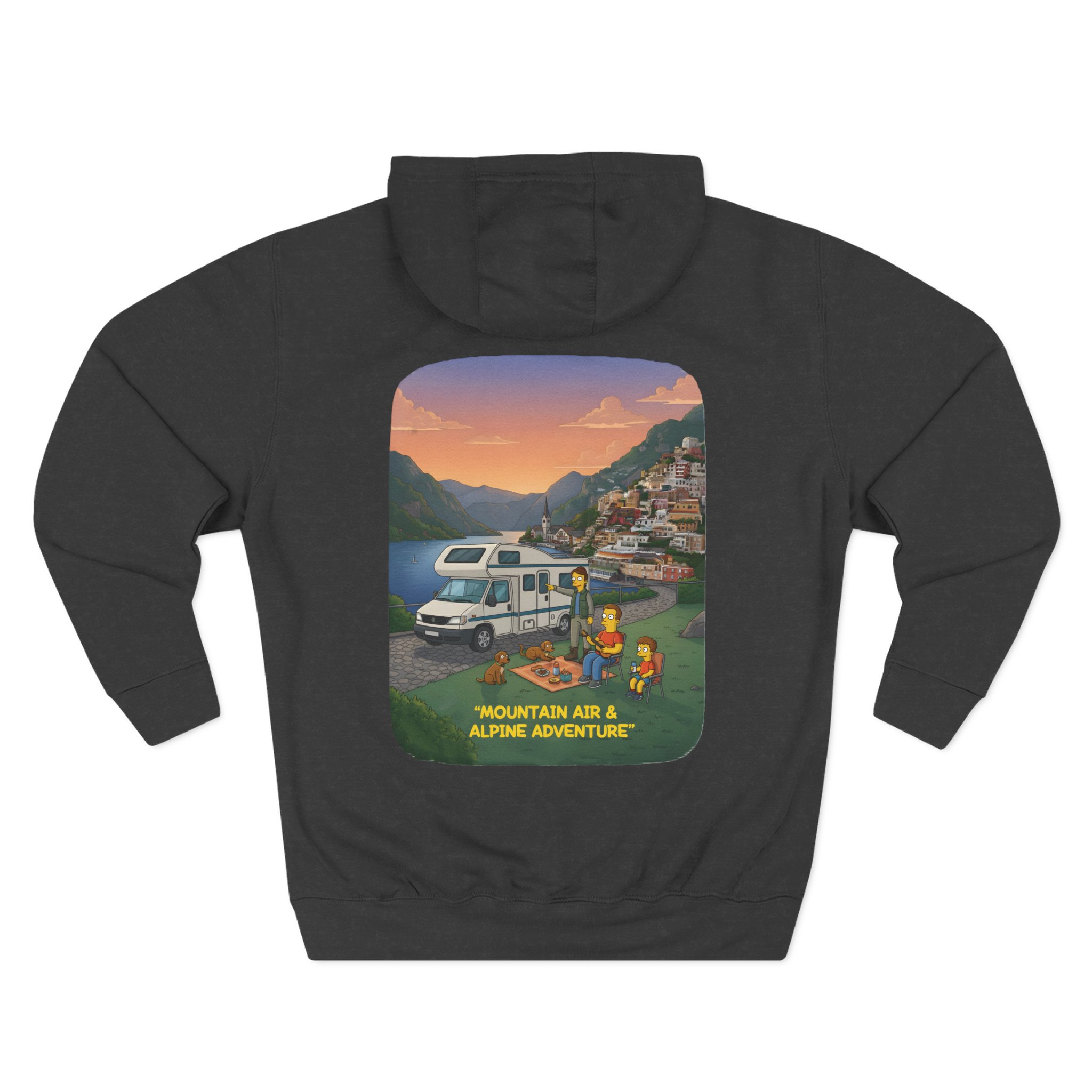 Three-Panel Fleece Hoodie - "Mountain Air-Alpine Adventure" Design Sitcom-Line