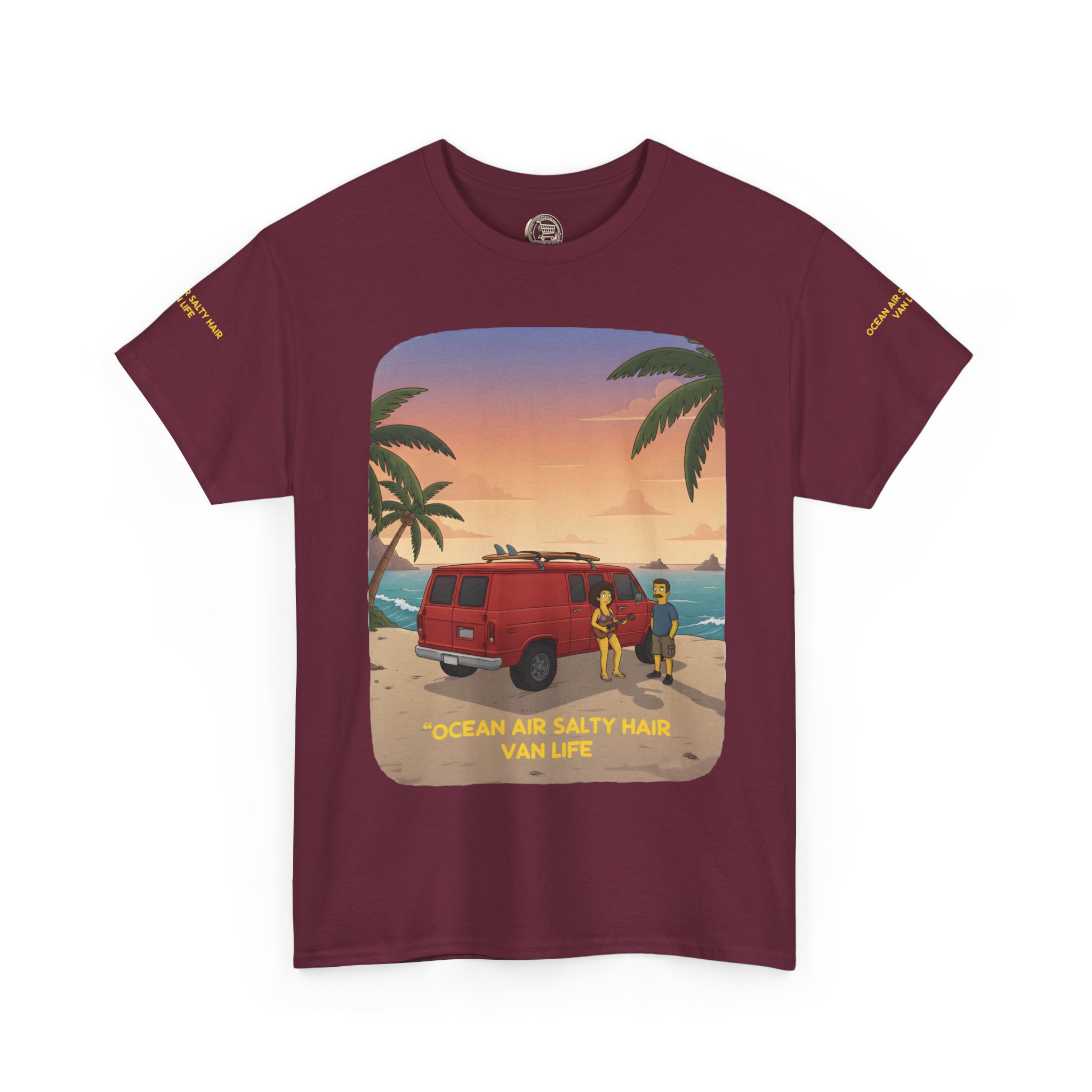 Unisex Heavy Cotton Tee — "Ocean Air Salty Hair Van Life" Design Sitcom-Line